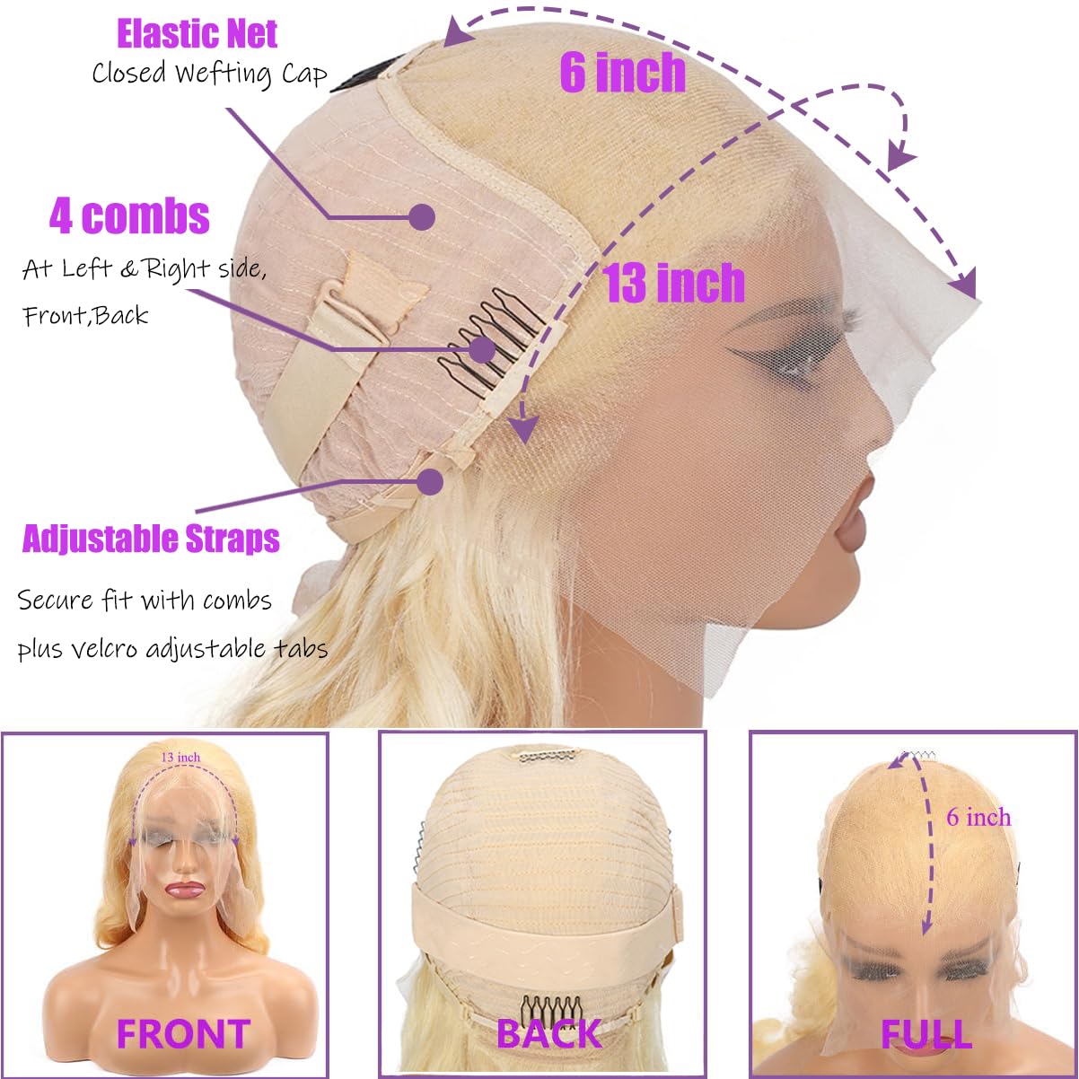 30 Inch 613 Blonde Body Wave 180% Density Glueless Human Hair Lace Front Wig - Image 3