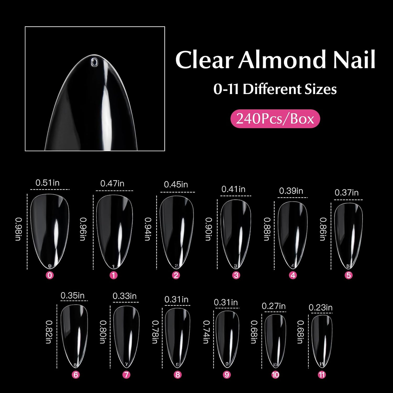 Krofaue 240 Pcs Clear Soft Gel Short Almond Nail Tips for DIY Art - Image 3