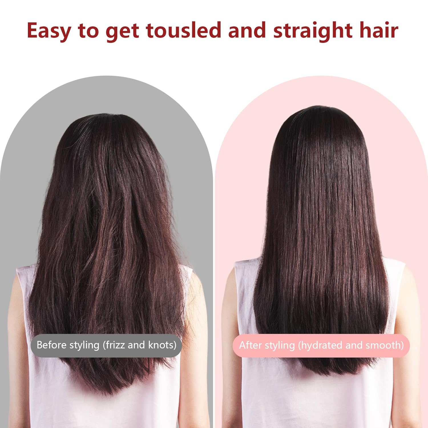 Ionic Hair Straightener Brush for Women, Anti-Scald, Travel Size, Auto-Off, Glove Included - Image 6