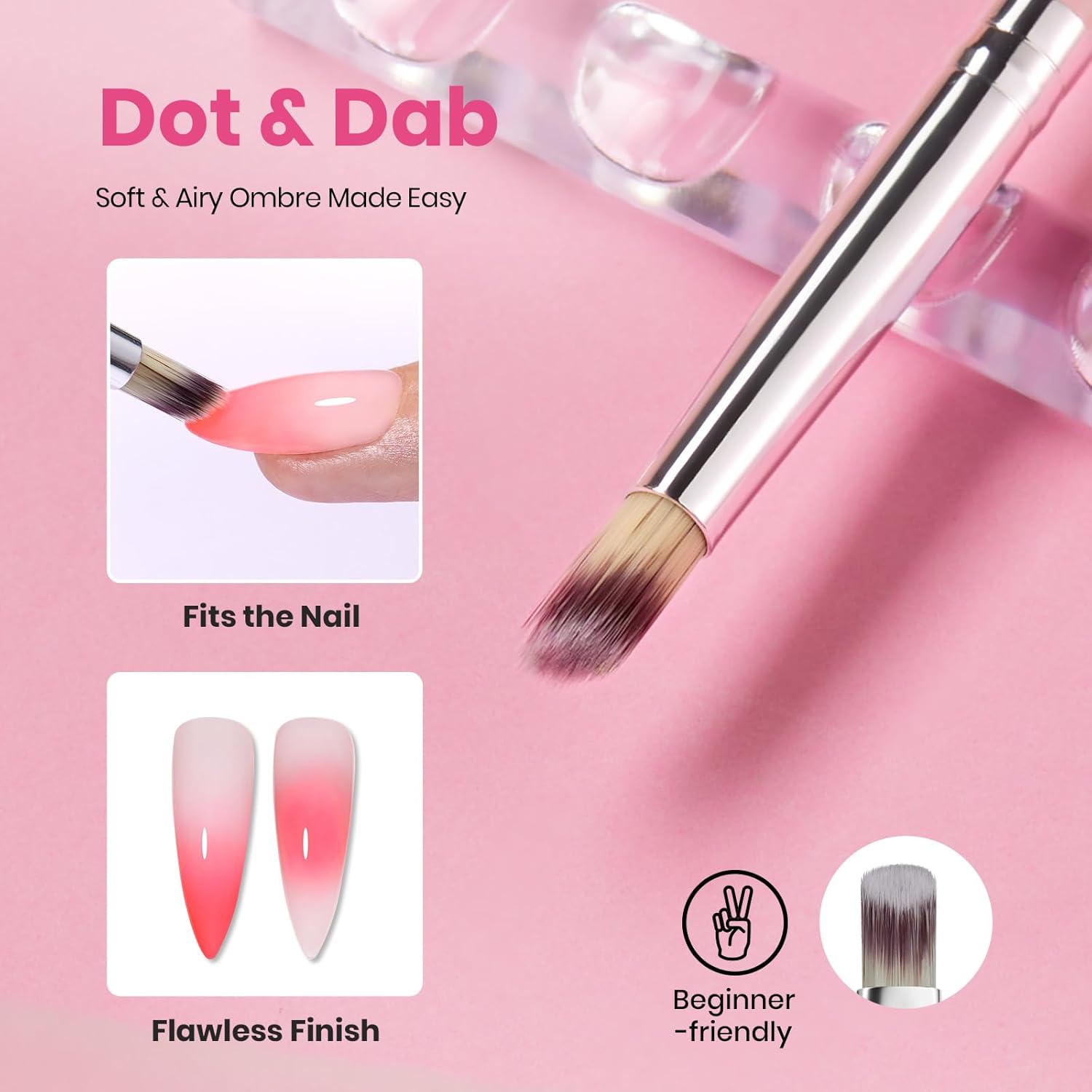 Beetles 5-Piece Blooming Gel Nail Art Brush Set with Ombre Gradient & Dotting Tool - Image 4