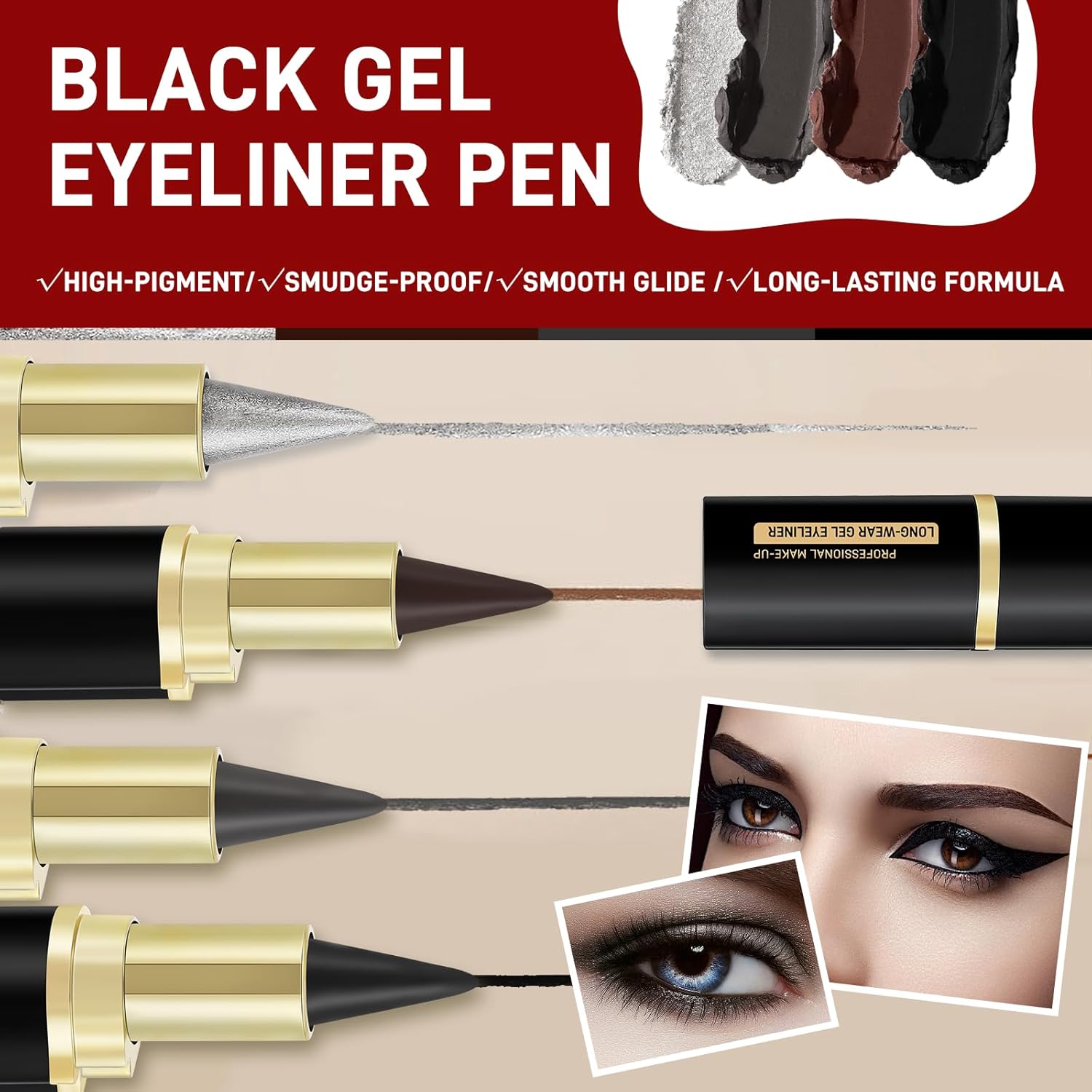 Lucoss Black Gel Eyeliner Pencil - Waterproof and Smudge Proof Face Paint Stick for Women, 0.3 oz - Image 5