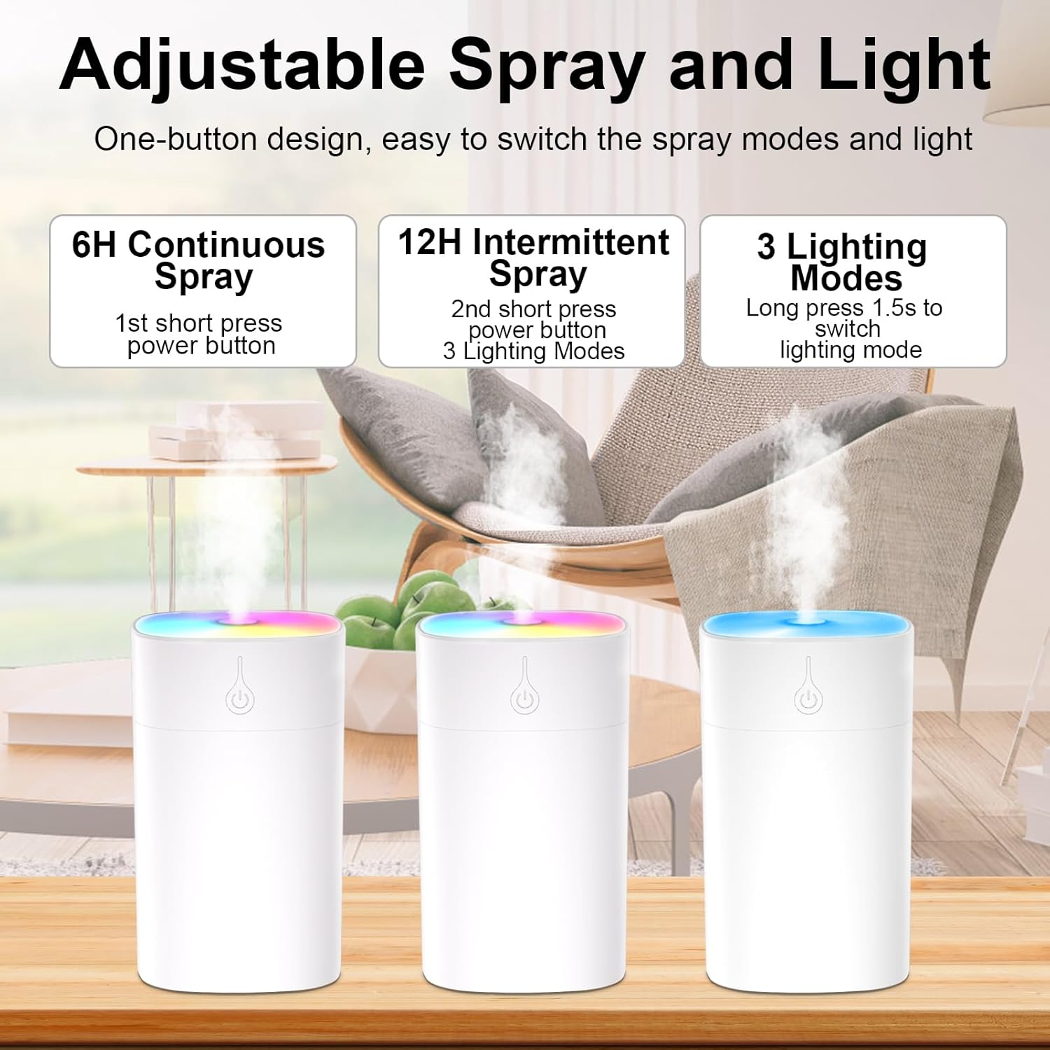 Compact 400ml Essential Oil Diffuser for Home, Whisper Quiet Aromatherapy Humidifier with Ambient Color Light - Image 4