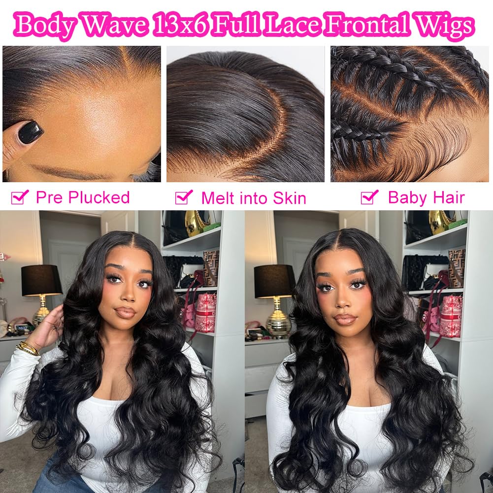 32 Inch 220 Density Body Wave 13x6 Lace Front Human Hair Wig Pre Plucked - Image 2