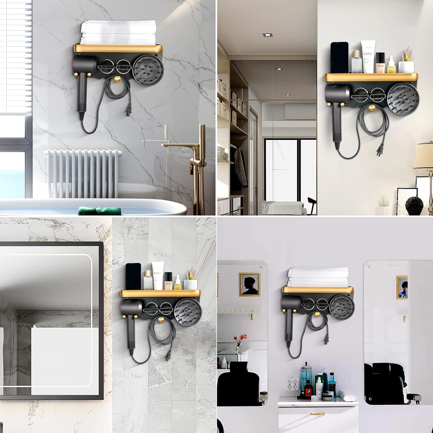 Dyson Hair Dryer Wall Mount with Storage Shelf for Accessories and Bathroom Organizer - Image 6