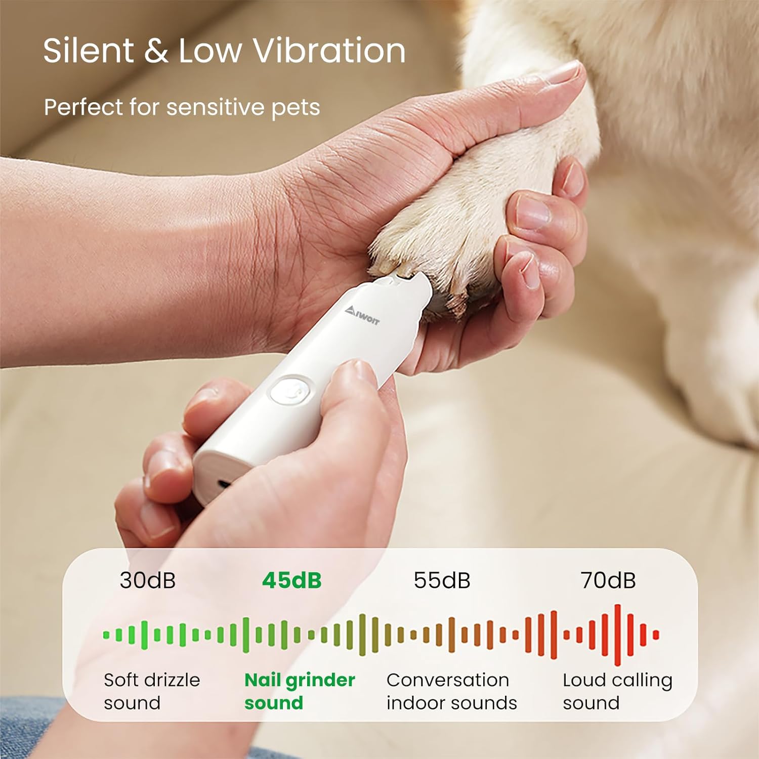 Rechargeable Quiet Dog Nail Grinder Trimmer for All Pet Sizes - Image 5