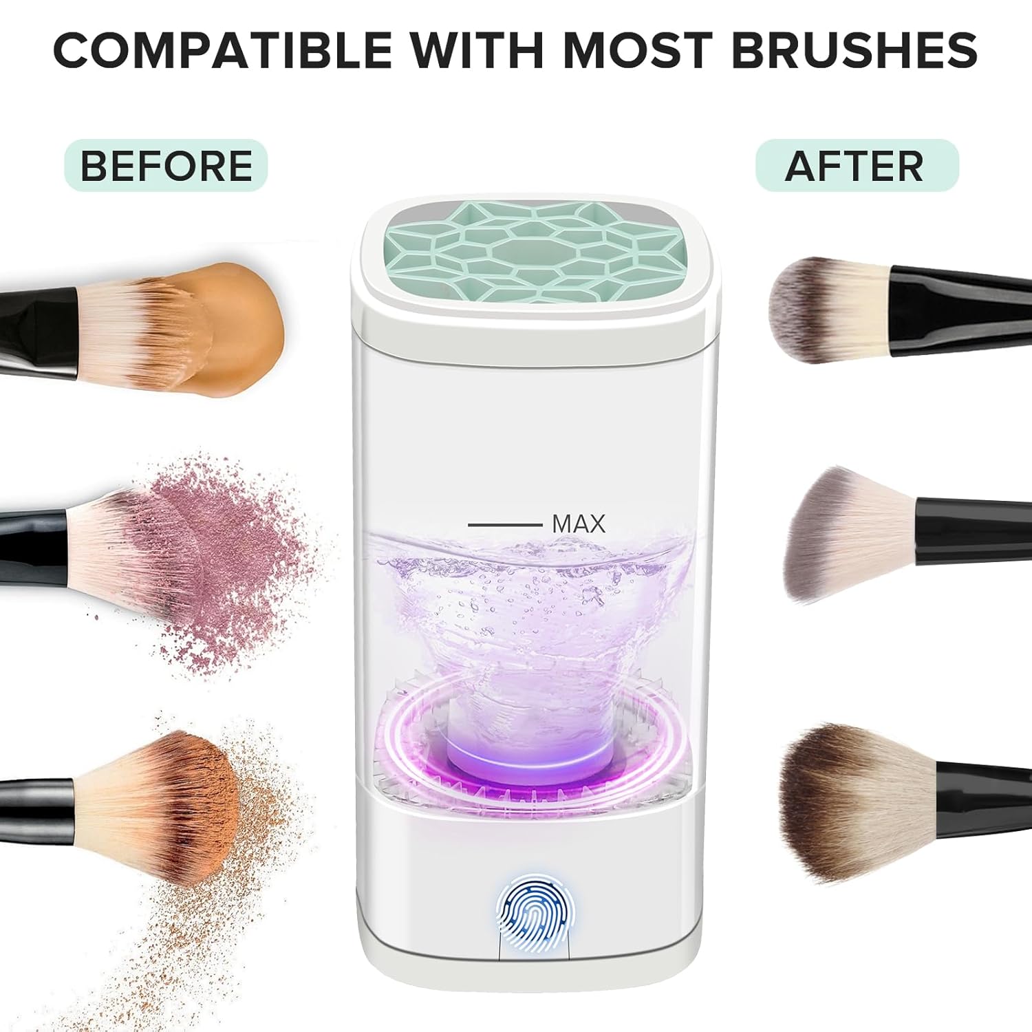 Electric Makeup Brush Cleaner Dryer Holder USB-C Portable Multi-Functional - Image 3