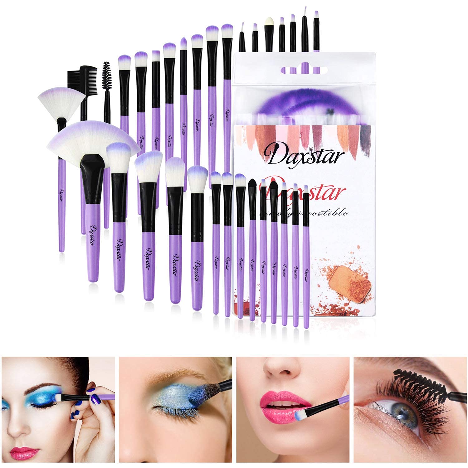 32-Piece Professional Makeup Brush Set for Eyeshadow, Foundation, Concealer, and Blusher - Image 4