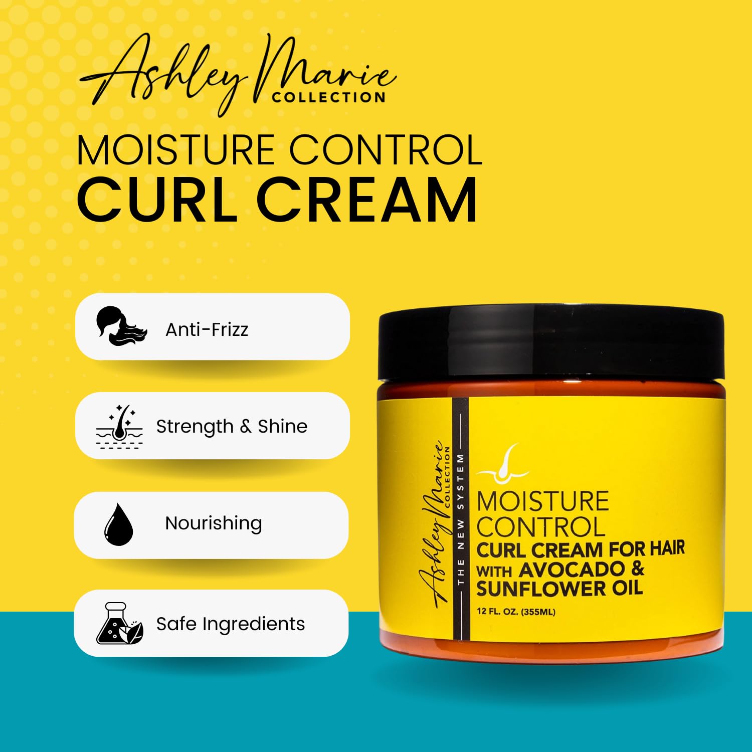 Ashley Marie 12oz Moisture Control Curl Cream with Avocado & Sunflower Oil Anti Frizz Color Safe - Image 4