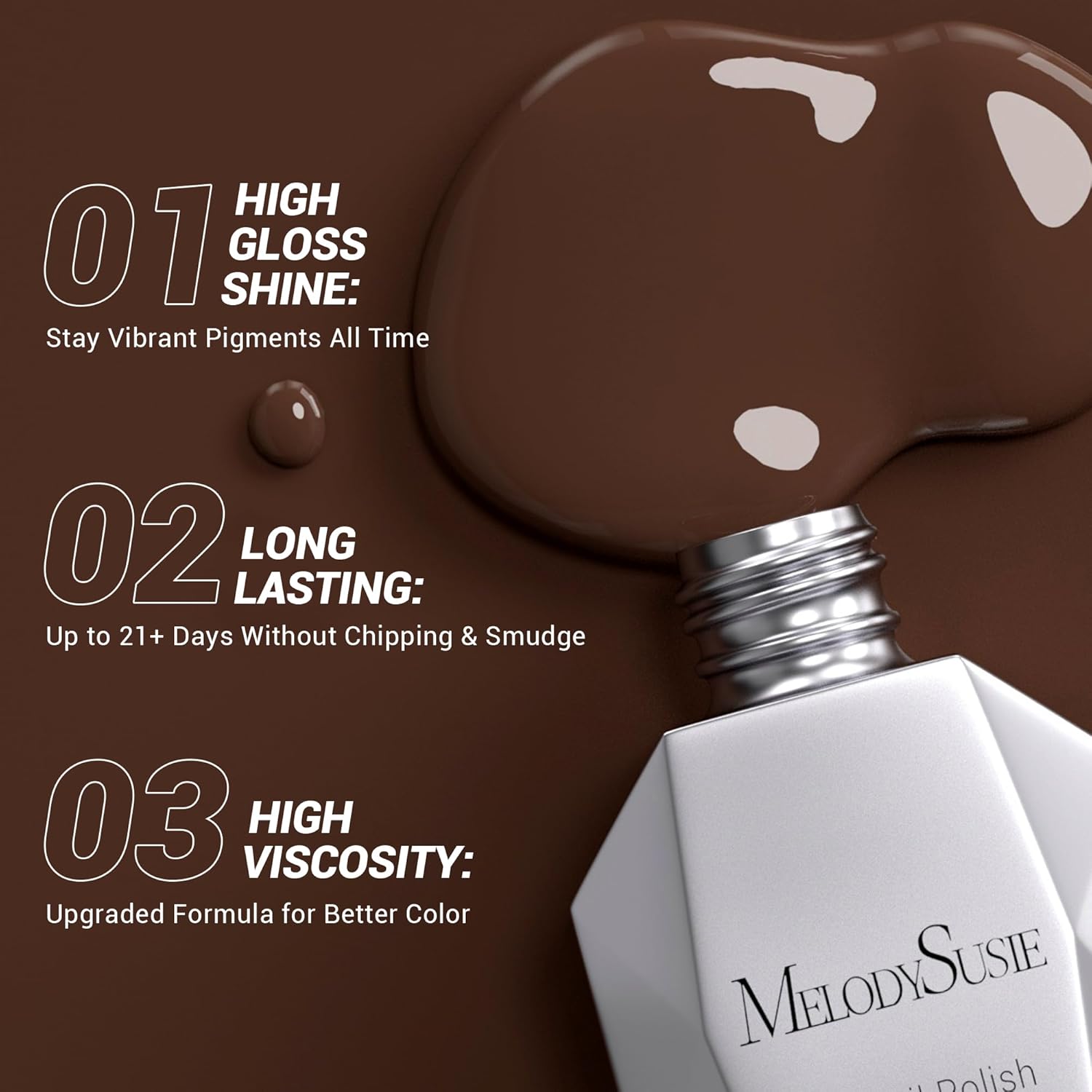 MelodySusie 0.5fl oz Thick Americano Brown Gel Nail Polish for DIY Nail Art - Image 3