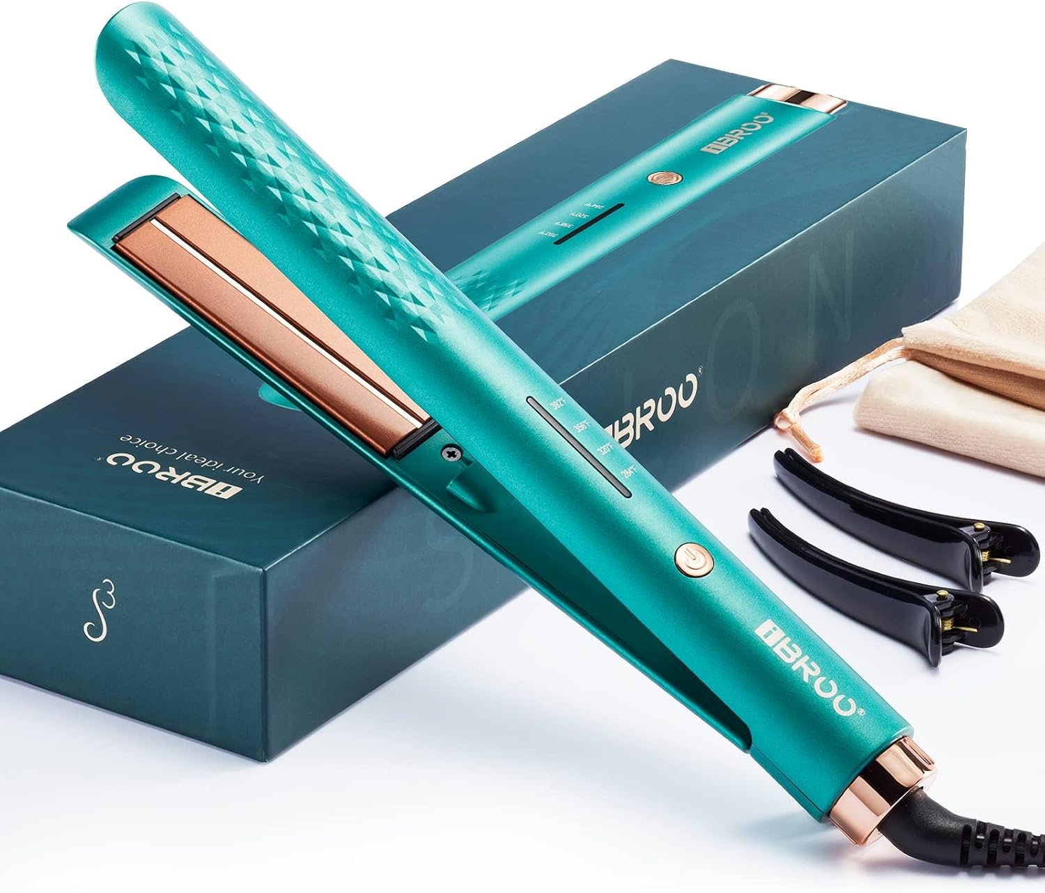 Infrared Flat Iron Hair Straightener Ceramic Tourmaline Ionic, Keratin Infused, Professional 1 inch Curling Iron Combo, Non Damaging Straight Iron for Women, Dual Voltage Straightening Iron 220v