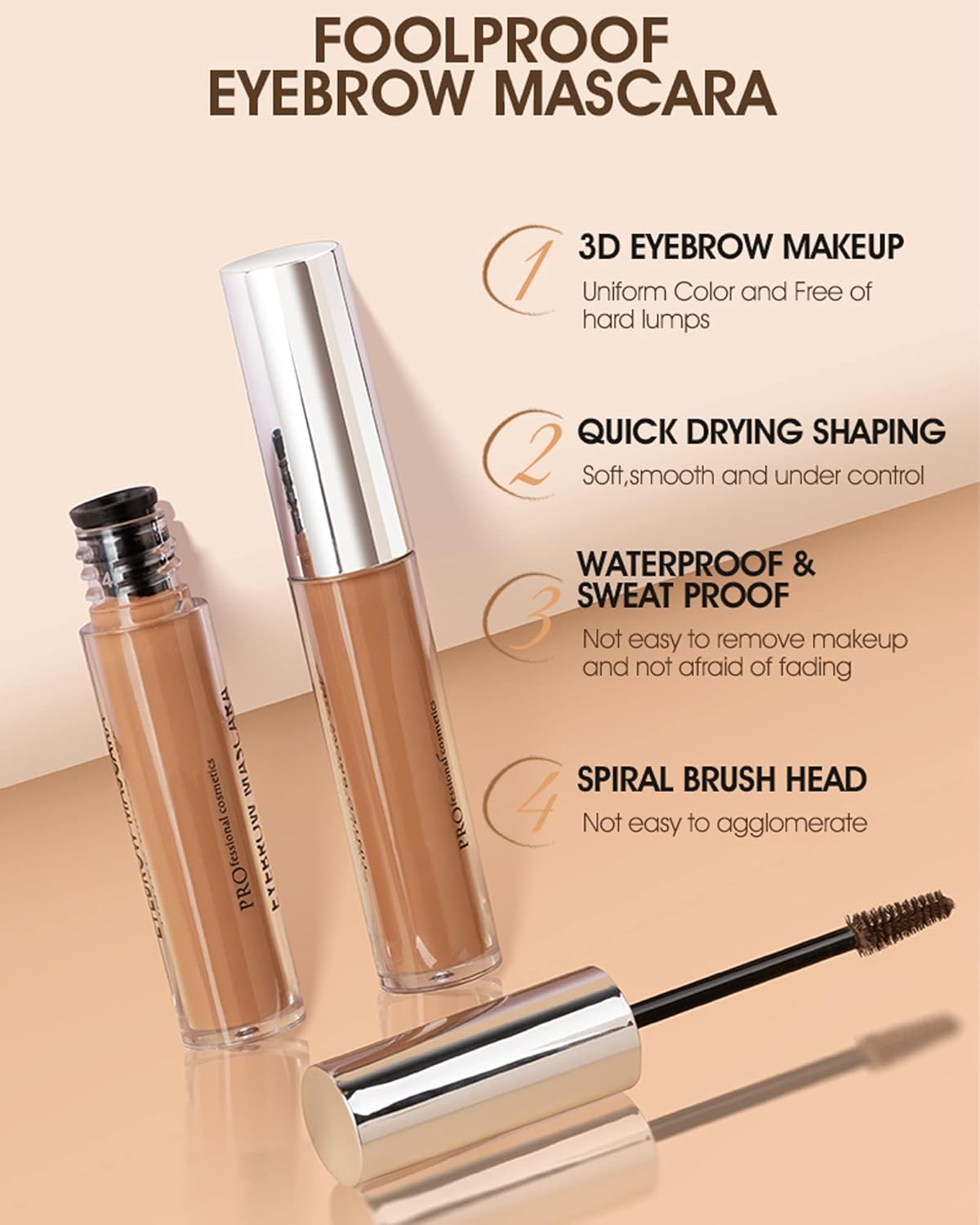 Long-Lasting Waterproof Tinted Brow Gel with Brow Razor Brush - 04 Dark Brown - Image 2