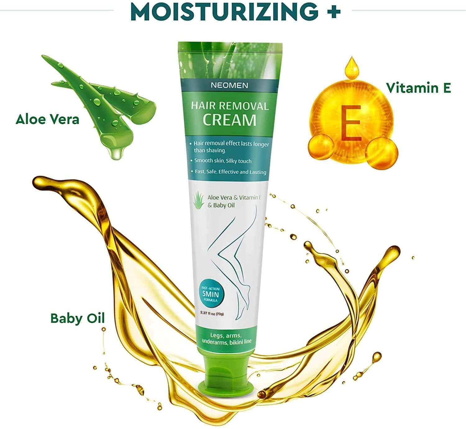 Gentle Aloe Vera & Vitamin E Hair Removal Cream for Sensitive Areas - 3.4 oz Travel Size - Image 3