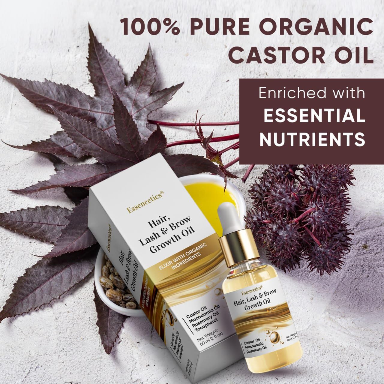 Organic Cold Pressed Castor Oil Eyebrow & Eyelash Growth Serum, 2oz, Rosemary Macadamia Infused - Image 8
