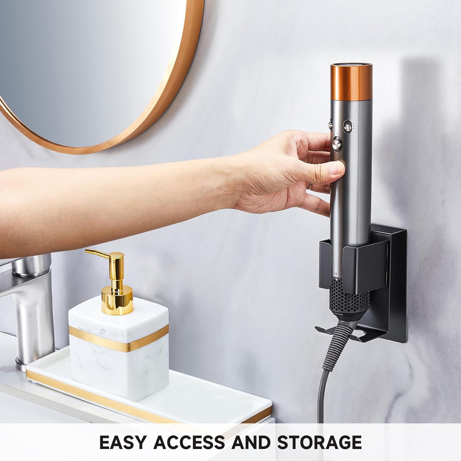 Stainless Steel Wall-Mounted Curling Iron Holder Hair Tool Organizer for Blow Dryers Flat Irons - Image 8