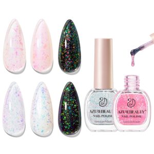 AZUREBEAUTY Broken Dimond Pink Nail Polish Set,Nail Polish Quick Dry Natural Boundless Shine Nail Lacquer Fingernail Polish Strengthening Nurse Kit Salon-Quality for Women 2Pcs 0.34 oz