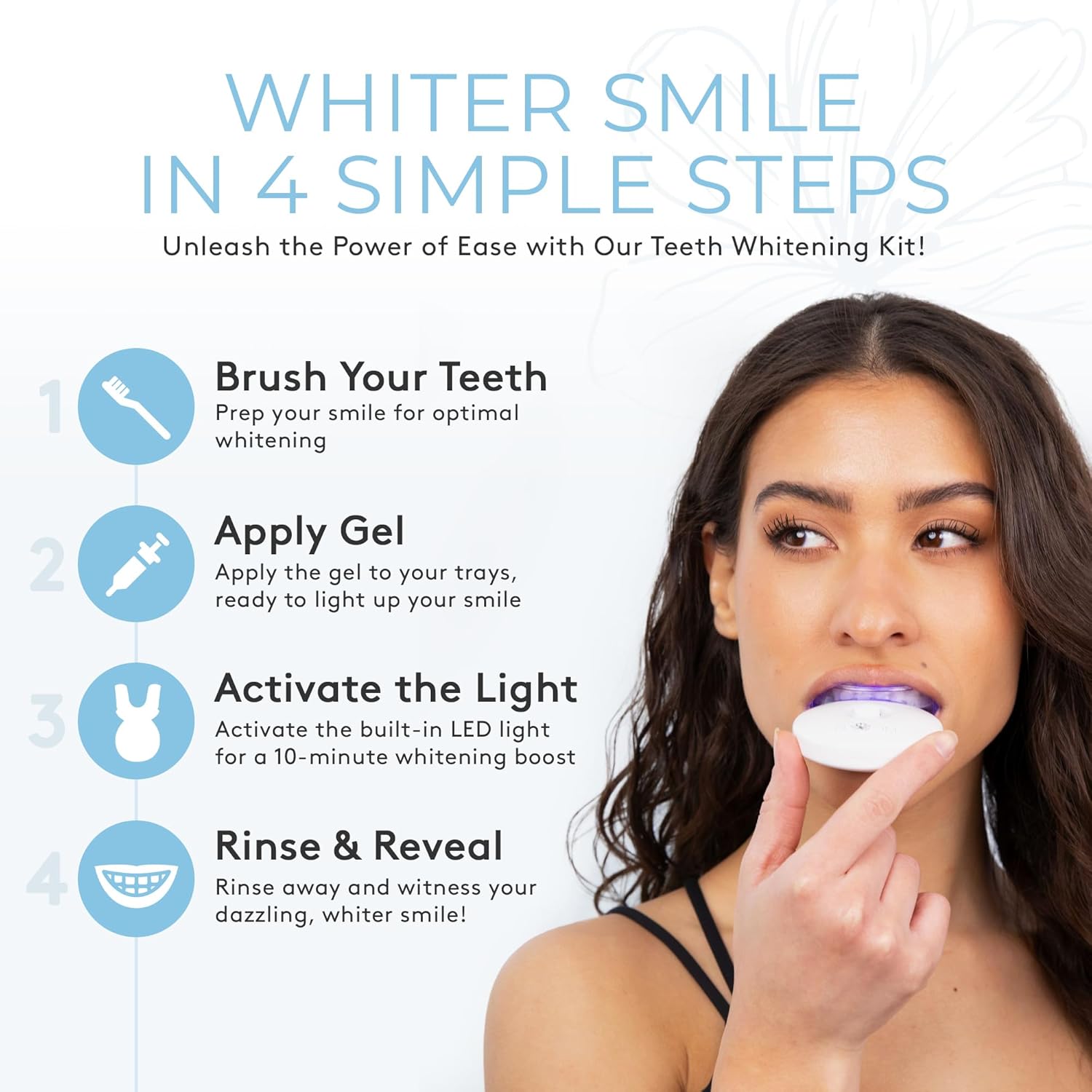 Bloom Teeth Whitening Kit 35% Carbamide Peroxide Gel 5X LED Light 10 Minute Daily No Sensitivity - Image 5