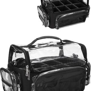 Makeup Brush Case, Extra Large Makeup Brush Bag XL Professional Makeup Artist Must Haves Travel Case with Stand Up Brush Slots Cosmetic Organizer Bag, Full Open Easy to Access, with Adjustable Strap