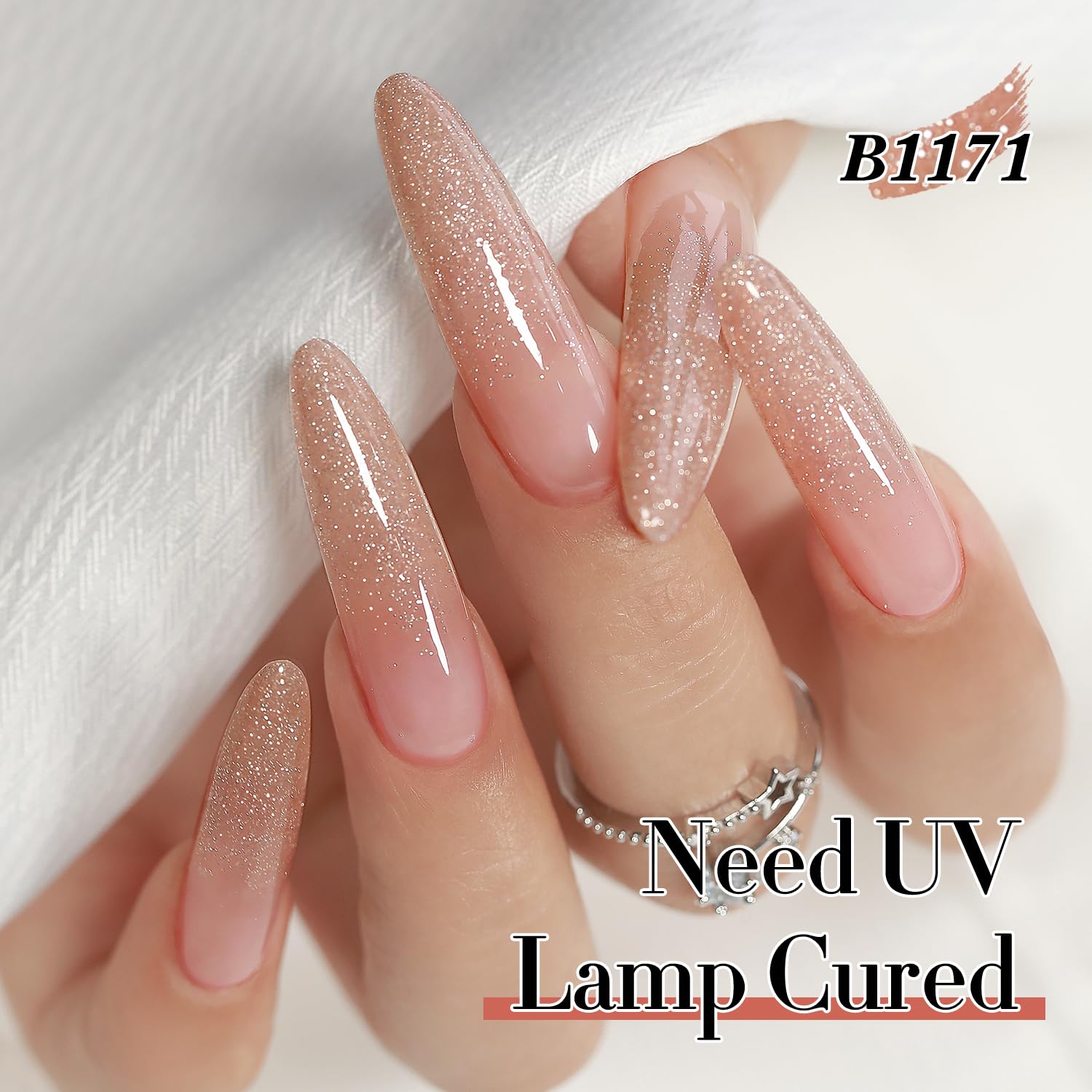 Double Rhythm 0.5 Oz Nude Pink Glitter Gel Polish B1171 for DIY Nail Art - Image 6