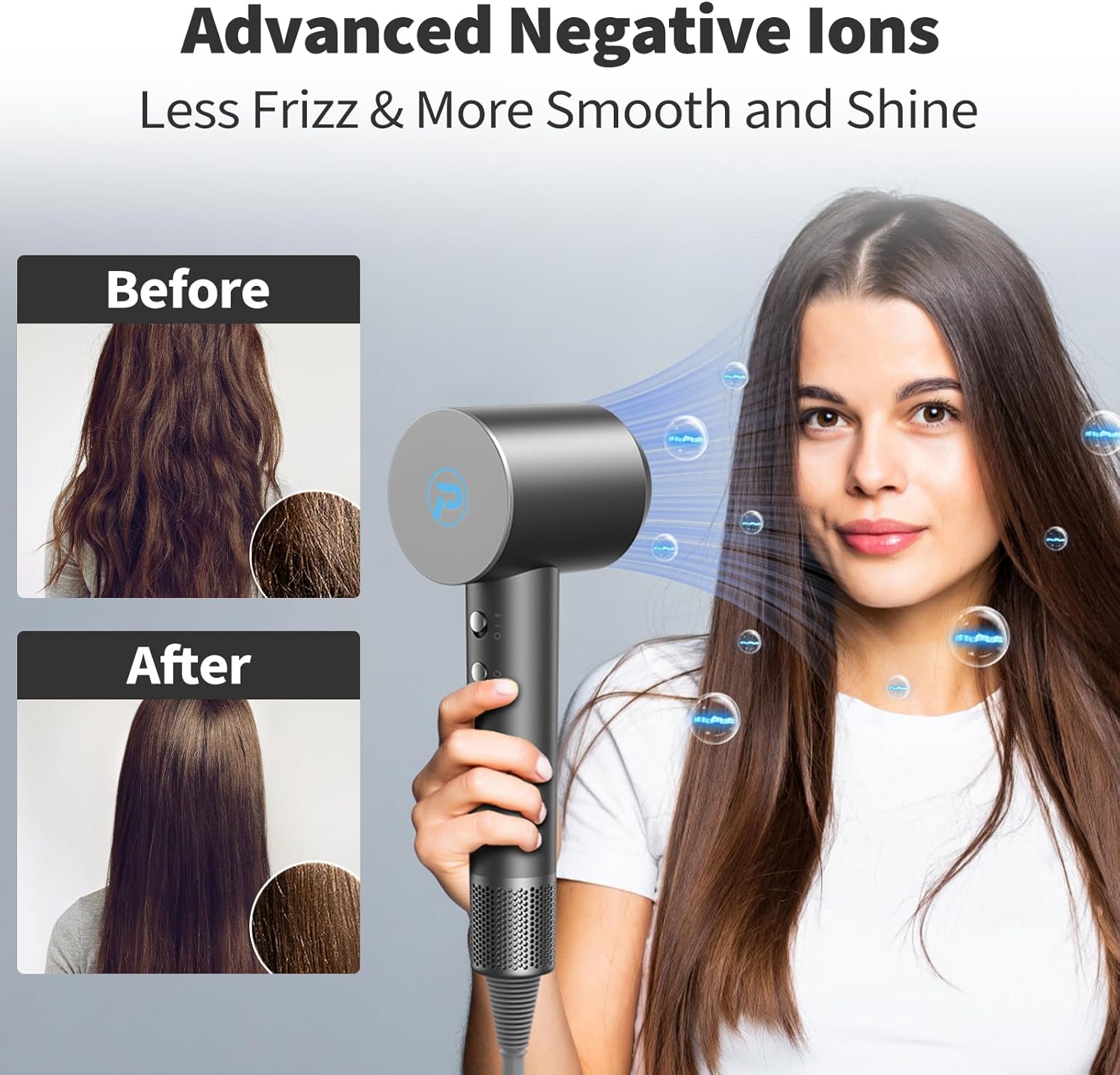 Professional Ionic Hair Dryer Brushless Motor 8 Modes Magnetic Nozzles Diffuser Included - Image 3