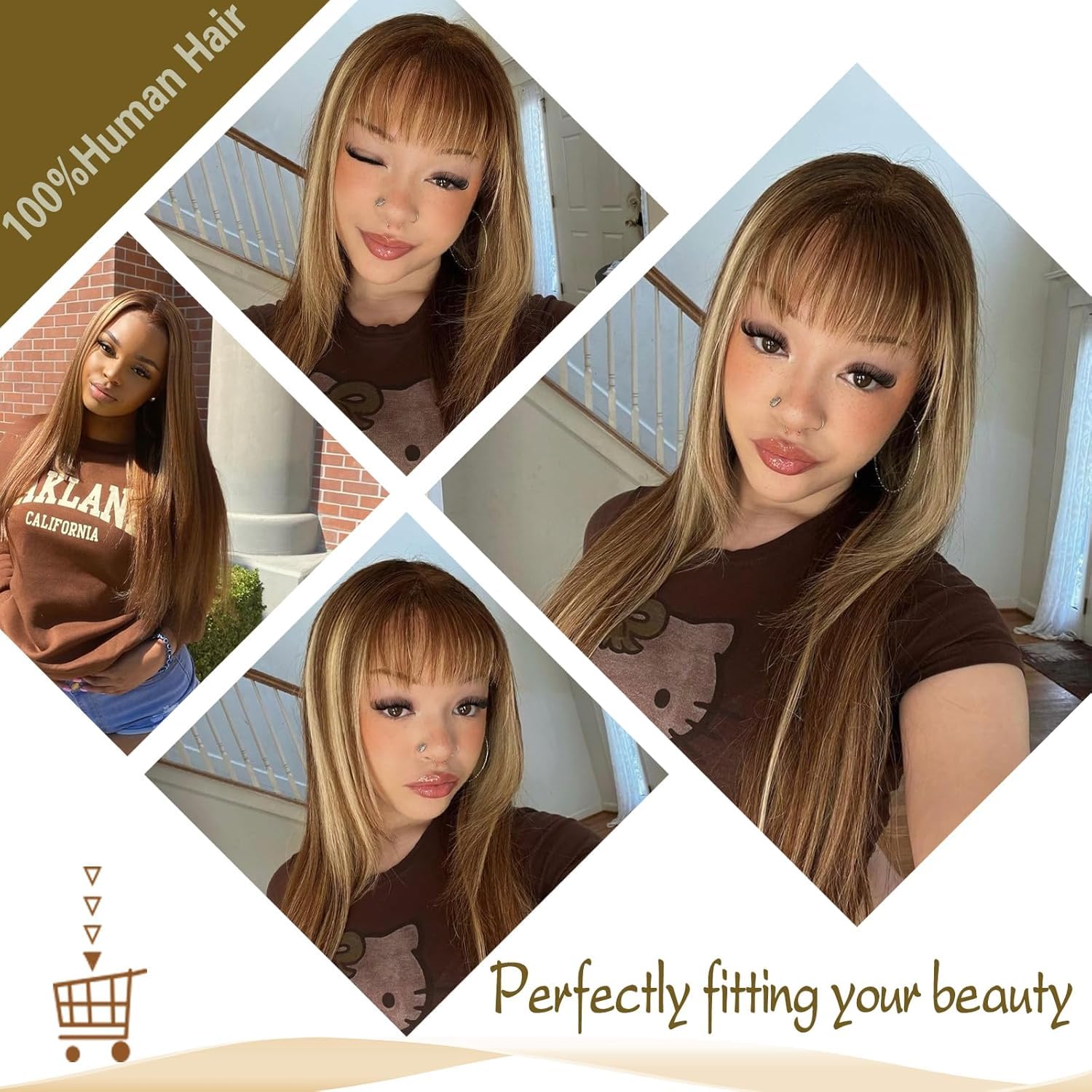Honey Brown Ombre Human Hair Bundles with 4x4 Closure Soft Straight 3 Bundles 12 14 16 Inch - Image 5