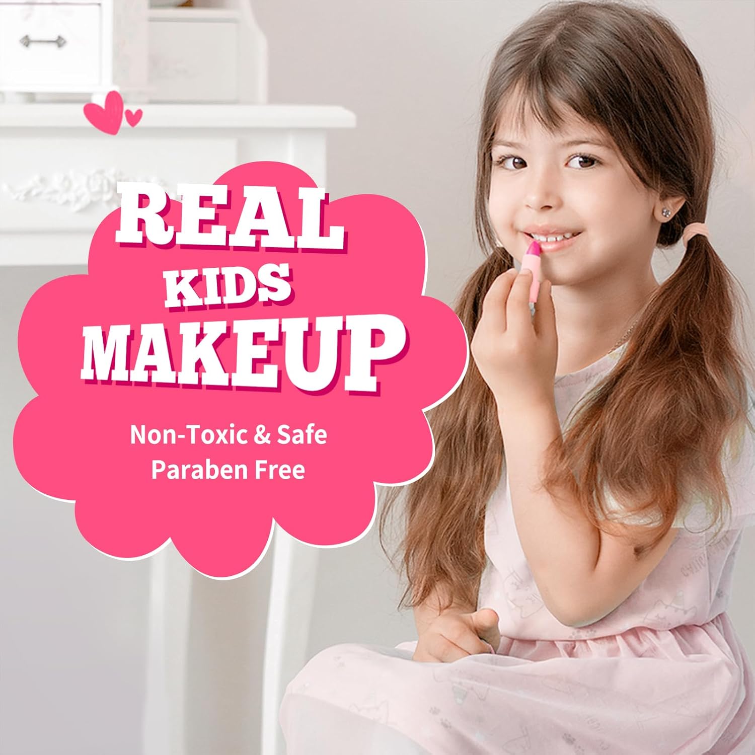 ULOVEME Washable Kids Makeup Set for Girls 4-6 with Rainbow Coin Purse 5.5x5.25in - Image 4