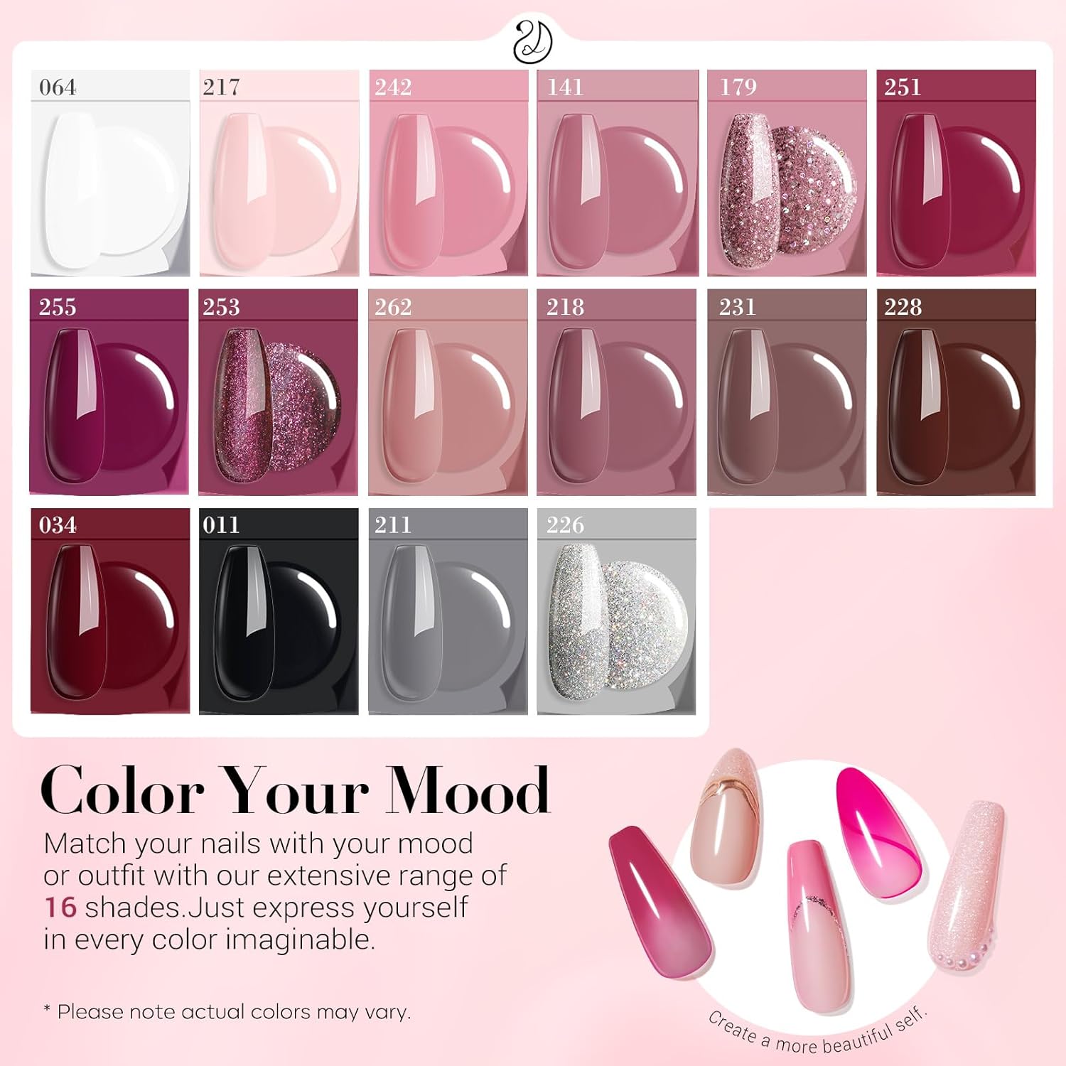 AZUREBEAUTY 16-Color Glitter Pink Dip Powder Nail Kit with Top Base Coat and Remover, 1 oz - Image 5