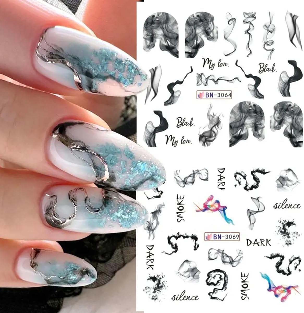 Marble Wave Nail Art Stickers 12 Sheets Spring DIY Manicure Decals - Image 4