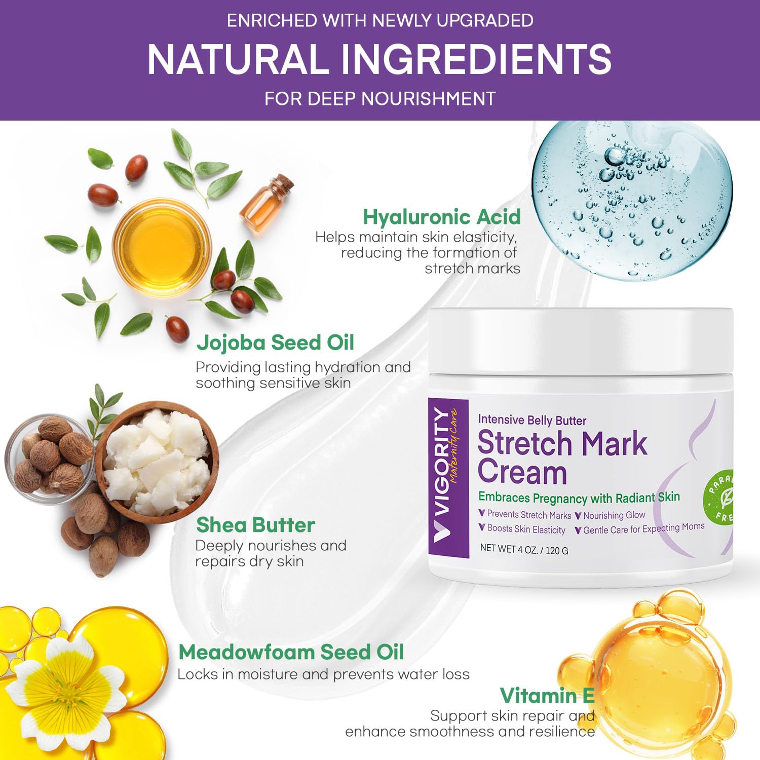 Pregnancy Belly Butter Stretch Mark Cream 4 Oz - Moisturizing Massage Lotion for Prevention and Repair - Image 3