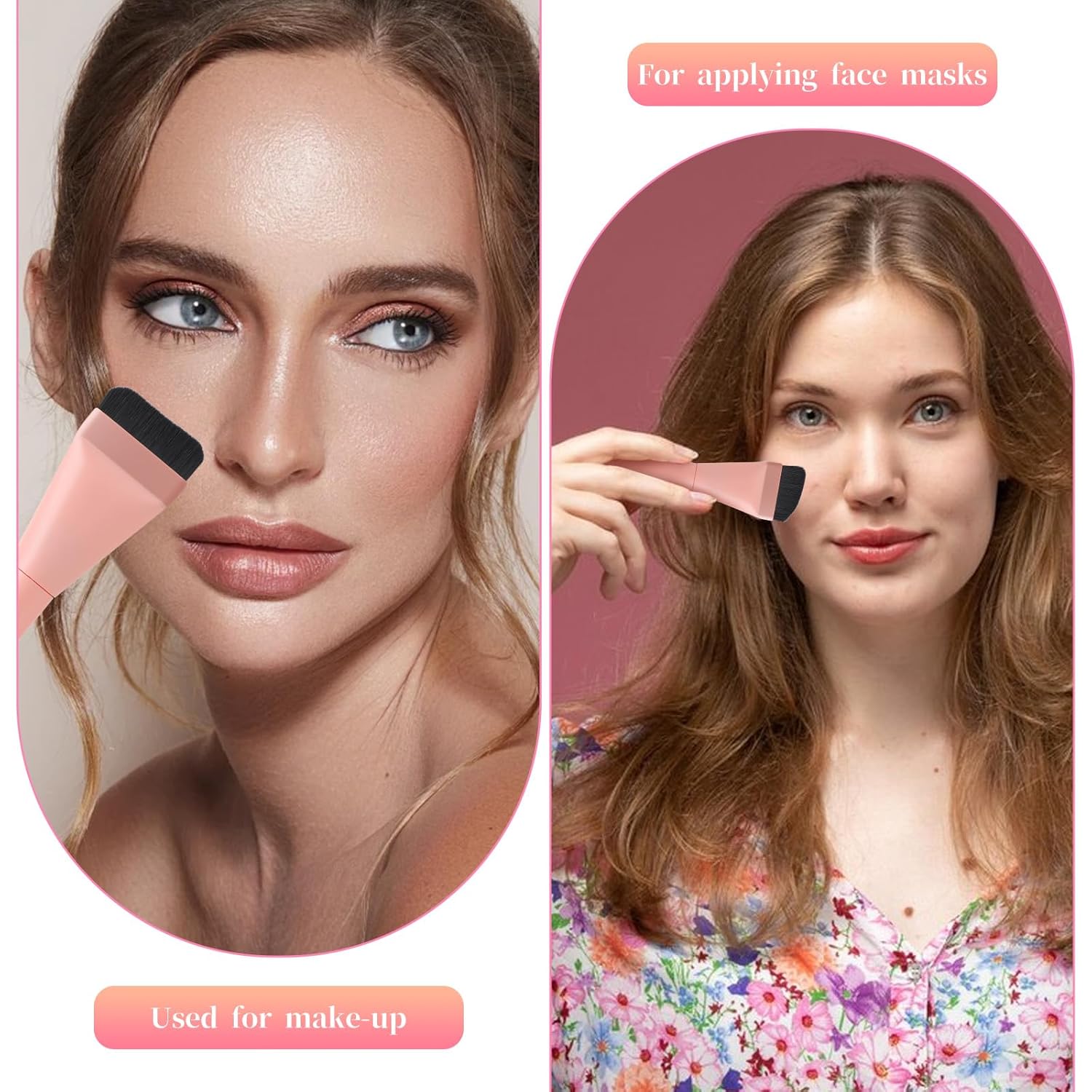 2 Piece Flat Foundation Makeup Brush Set for Cream Liquid Powder Blending - Image 5