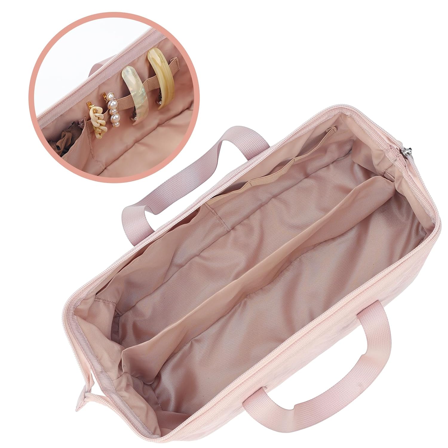 NISHEL Pink Travel Case for Hair Dryer, Curling Iron, and Accessories Organizer - Image 3