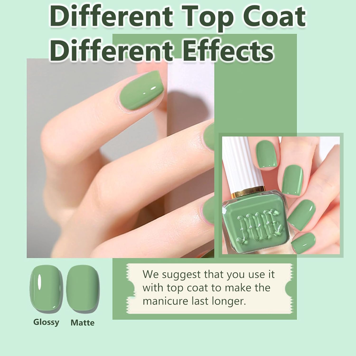 12ml Quick Dry Glossy Light Green Nail Polish, Long Lasting Lime Varnish - Image 4