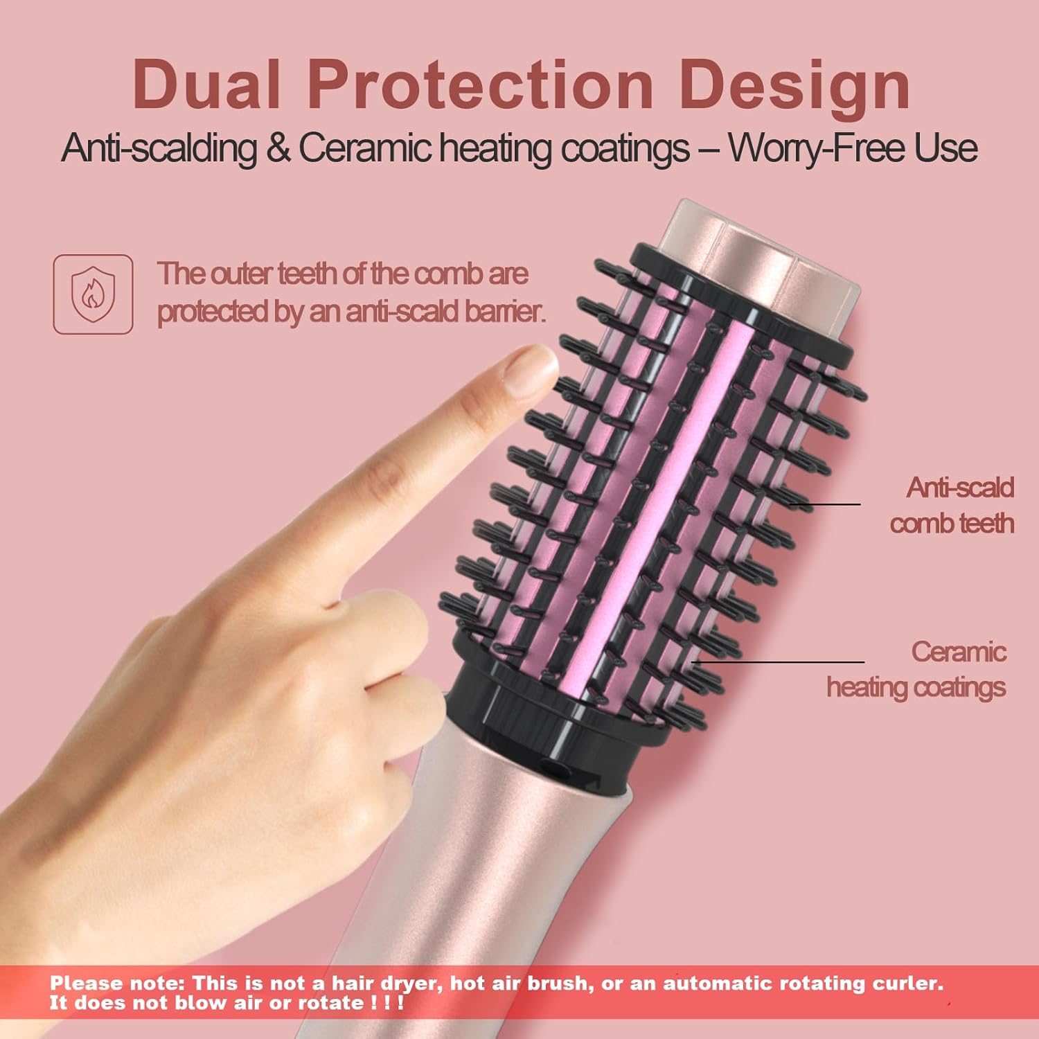 Portable Pink Cordless Mini Hair Curling Iron Brush 3-in-1 Heated Comb USB Rechargeable - Image 5