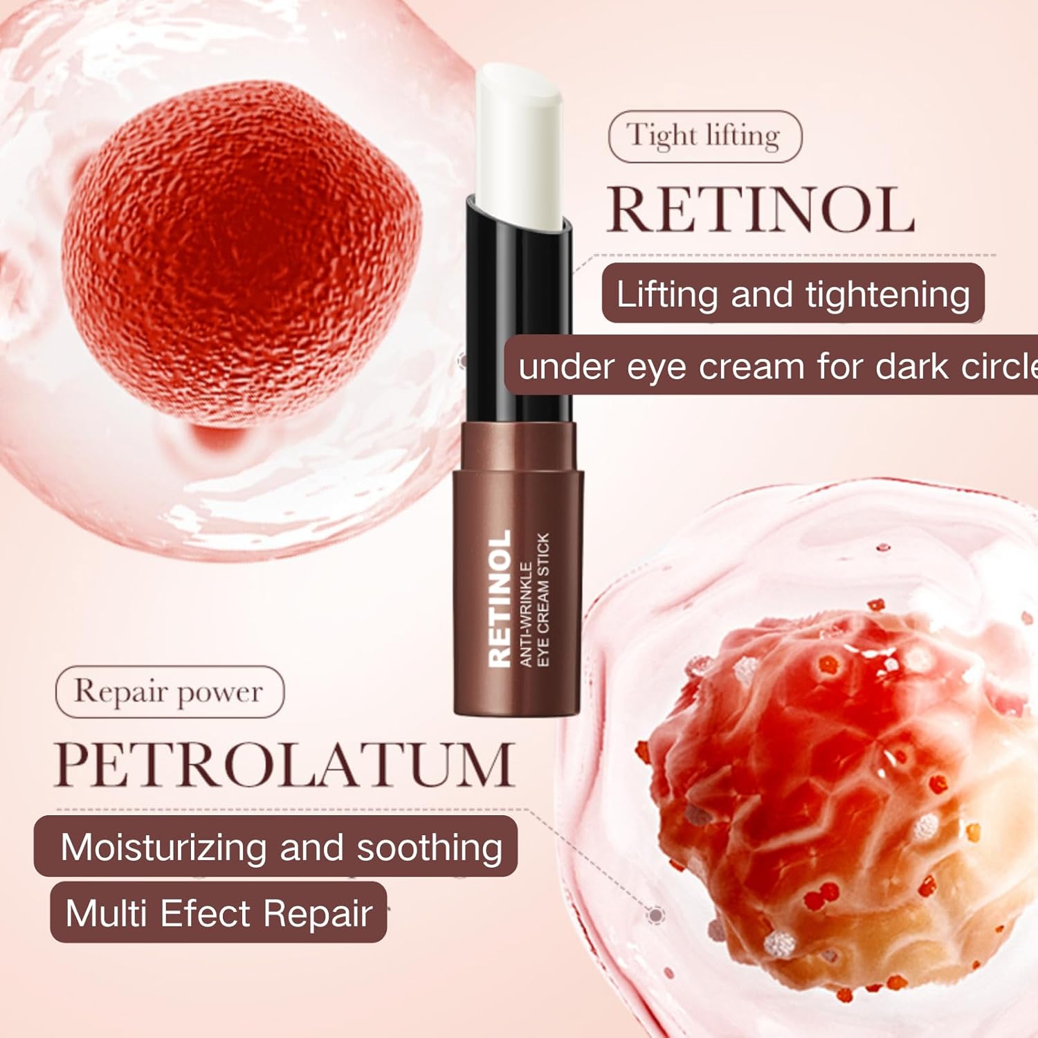 2PCS Retinol Eye Stick Cream for Dark Circles Puffiness Hydrating Anti-Aging Serum - Image 4
