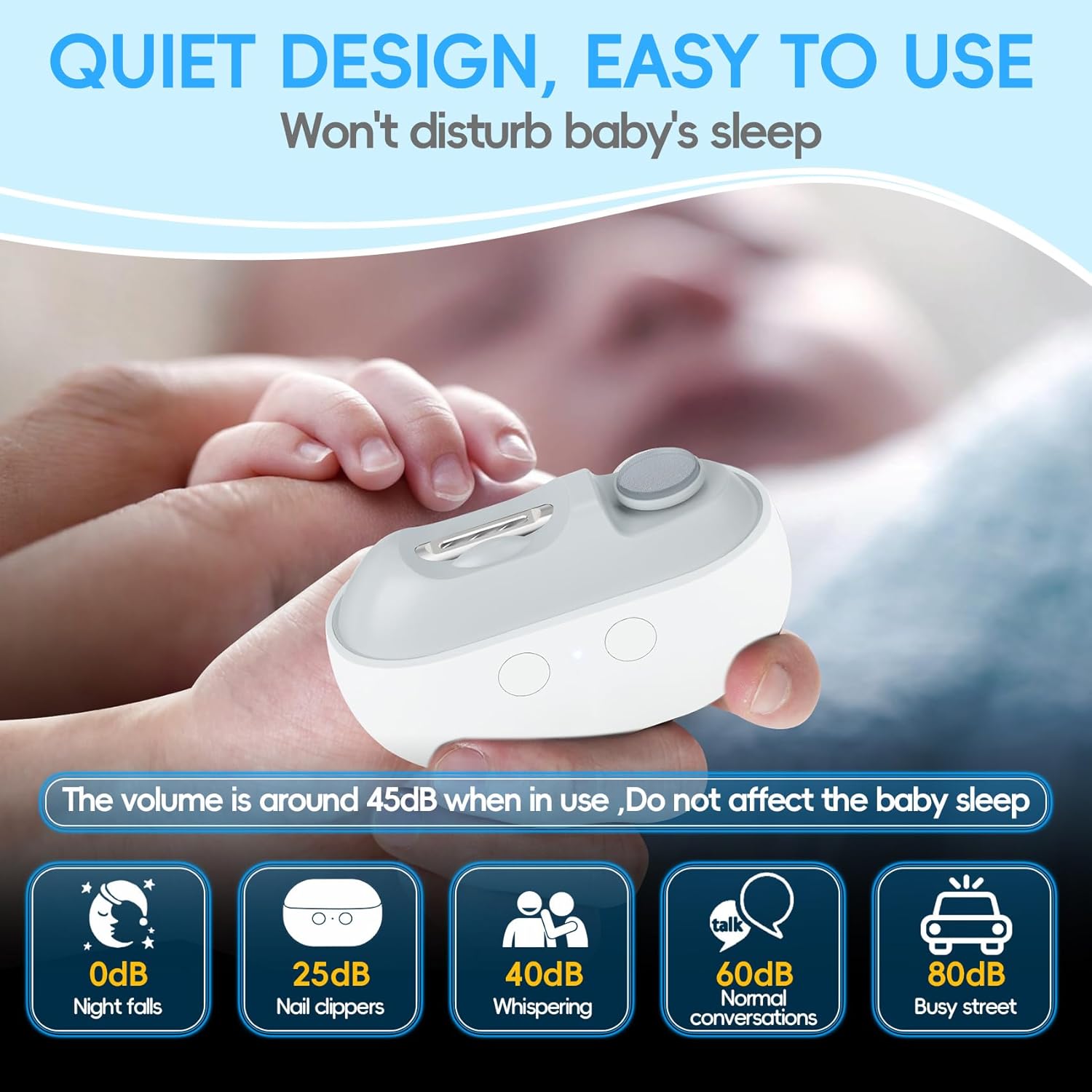Rechargeable Electric Nail Trimmer 3-in-1 Clipper, Polisher, and File, Frosted White - Image 4