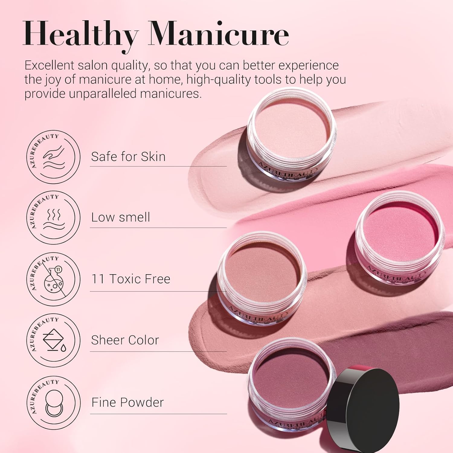 AZUREBEAUTY 16-Color Glitter Pink Dip Powder Nail Kit with Top Base Coat and Remover, 1 oz - Image 4