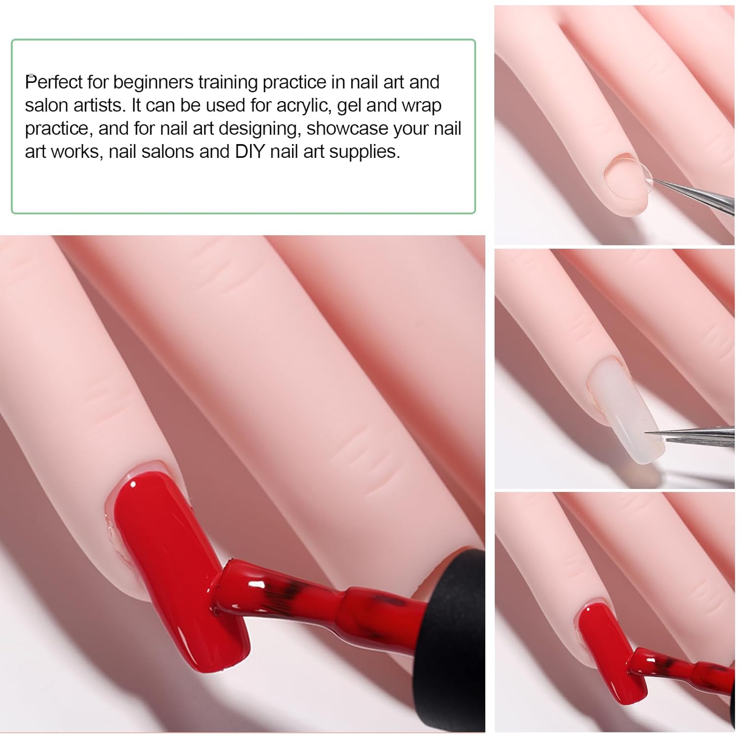 Practice Hand for Acrylic Nails, Mannequin Hands for Nail Art Training, Fake Hand Model - Image 5