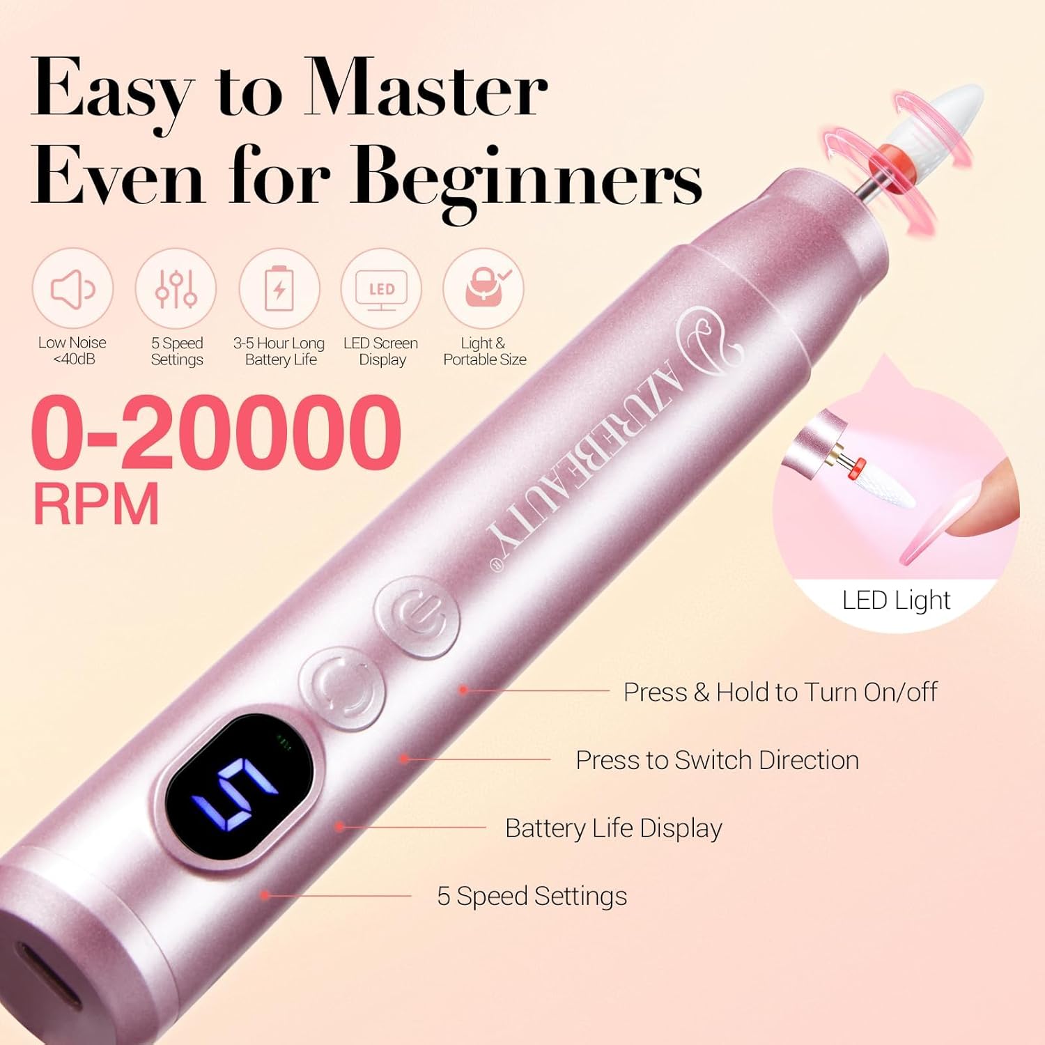 AZUREBEAUTY Dip Powder Nail Kit with Electric Nail Drill 24 Colors and Dip Liquid Set - Image 5