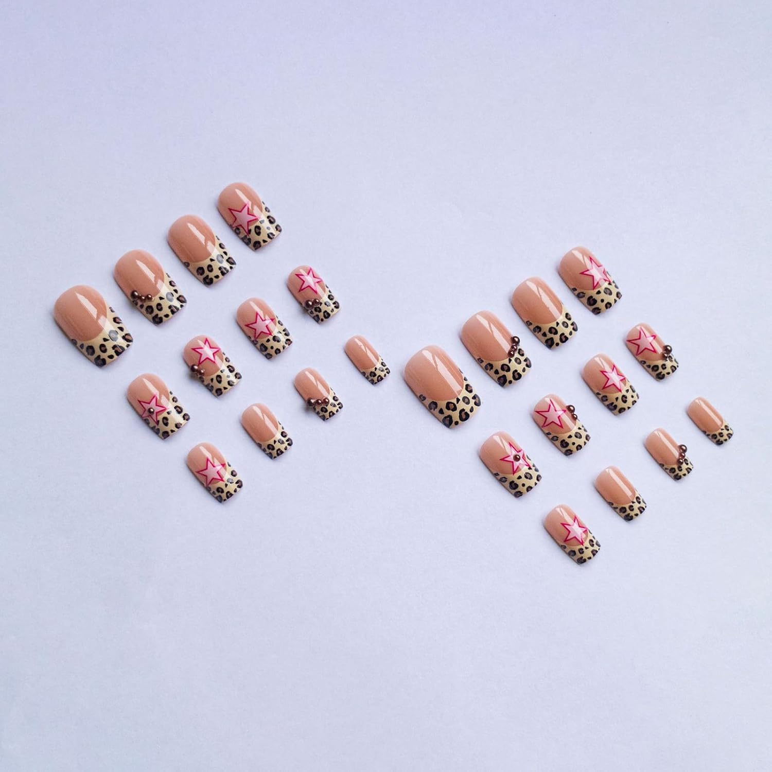 SINHOT Medium Square Press On Nails 24 Piece Glossy Leopard Print Acrylic Design - Image 4