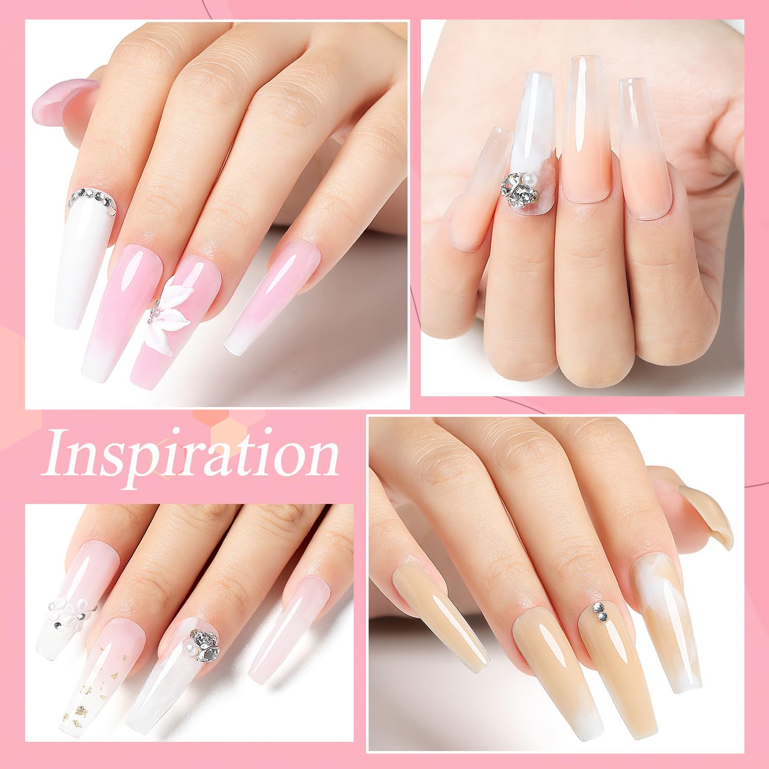 AIMEILI Acrylic Powder Set 6 Colors Clear Nude Pink White for Nail Art Extensions - Image 6