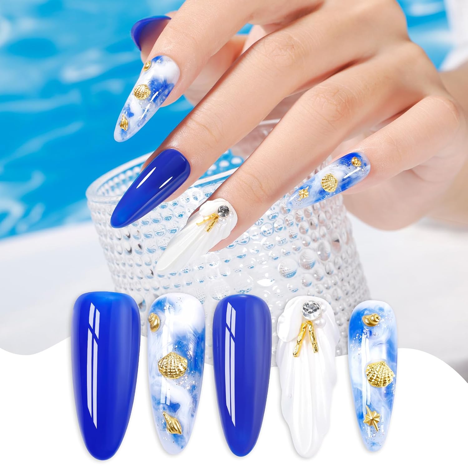 GELLEN 6-Color Blue Gel Nail Polish Set, UV Glossy Soak Off for Women and Girls - Image 4