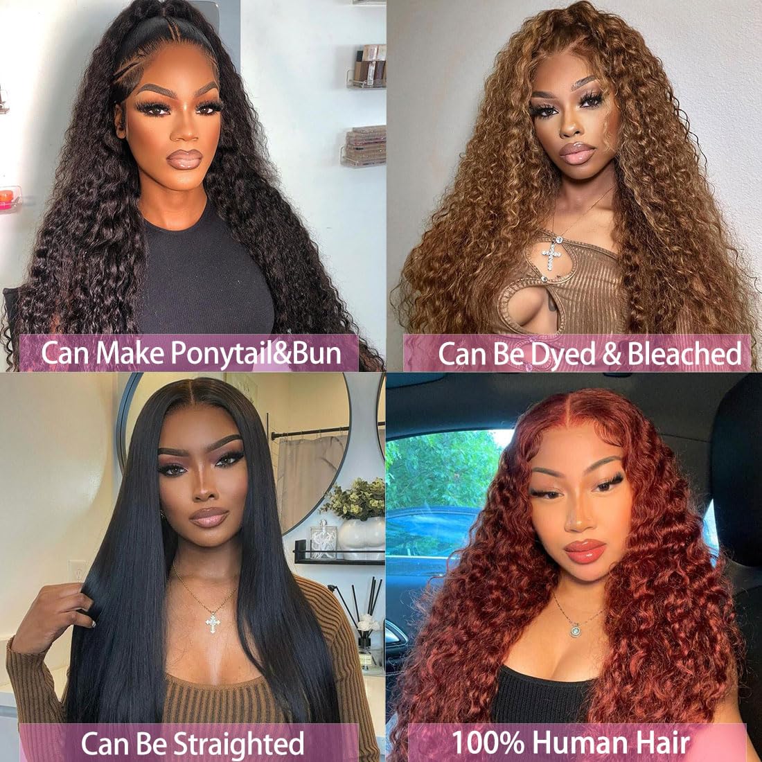 13x6 Deep Curly 32 Inch 180 Density Human Hair Lace Front Wig, Pre Plucked - Image 6