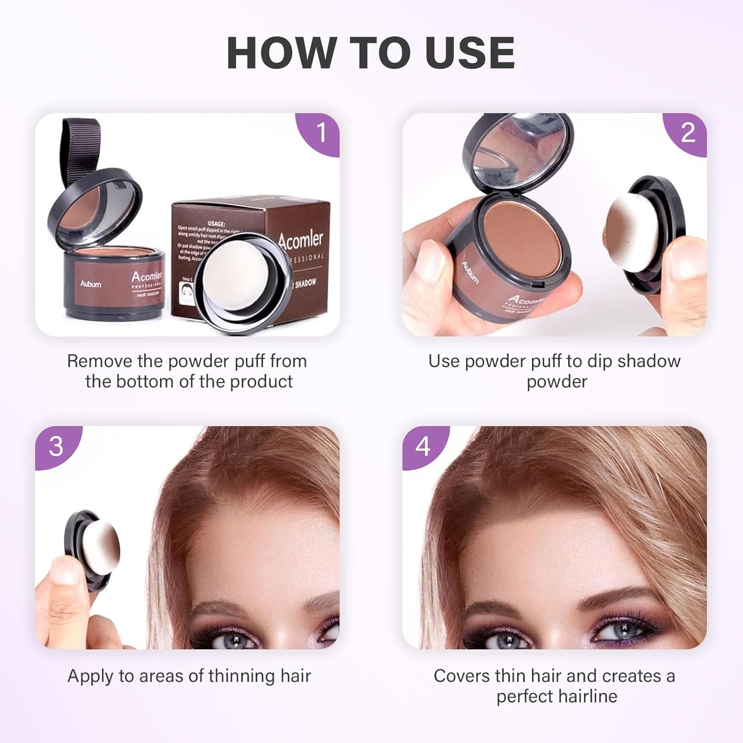 Acomler 0.35 oz Medium Brown Root Touch Up Powder for Thinning Hair and Grey Coverage - Image 7