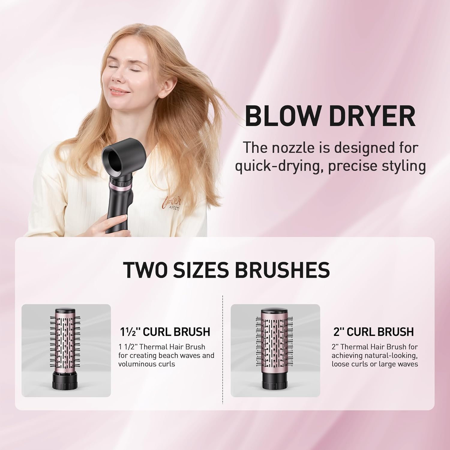 3-in-1 Rotating Blow Dryer Brush with Ceramic Coating, 3 Heat Settings for Long Hair - Image 4