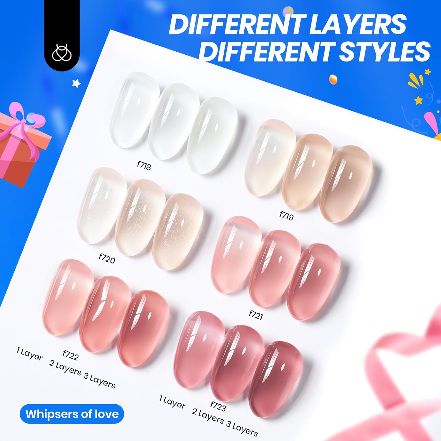 Beetles Jelly Gel Nail Polish Set 6 Neutral Sheer Colors 15ml Each - Image 2
