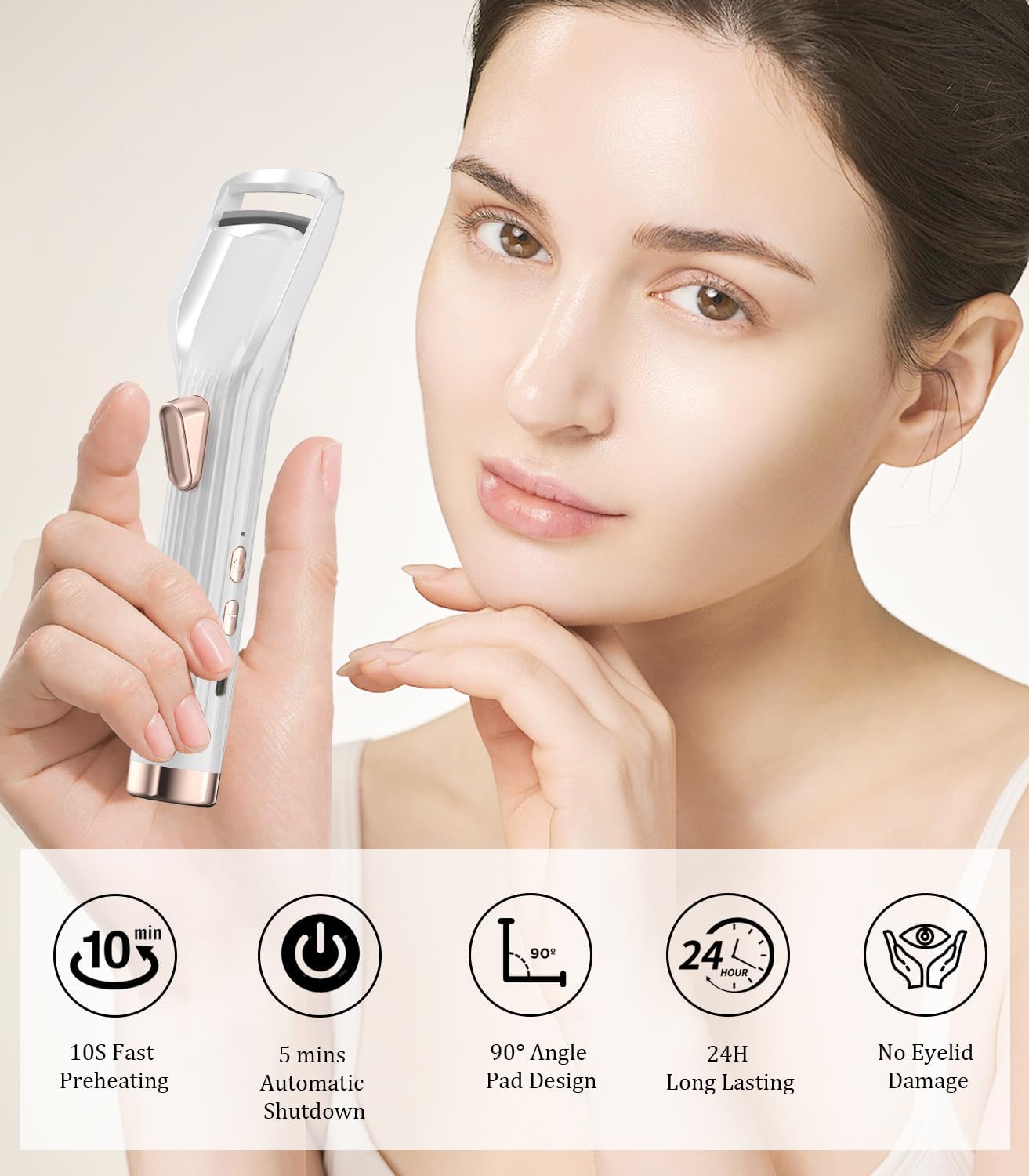Rechargeable Heated Eyelash Curler PRO - Fast Heat-Up Electric Curler with 2 Modes, Black - Image 7