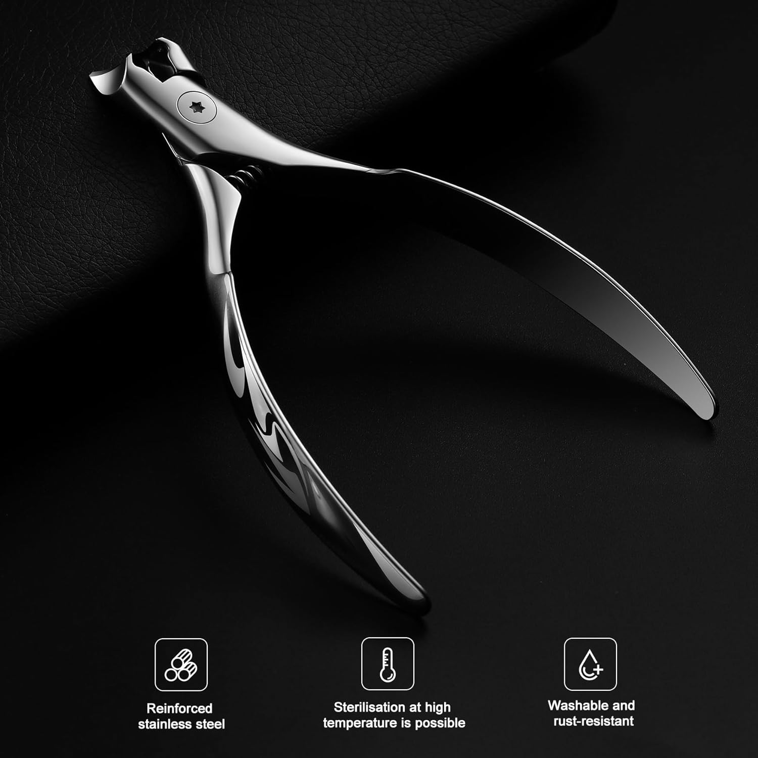 FERYES Stainless Steel Wide Jaw Thick Toenail Clippers with Catcher for Seniors - Image 7