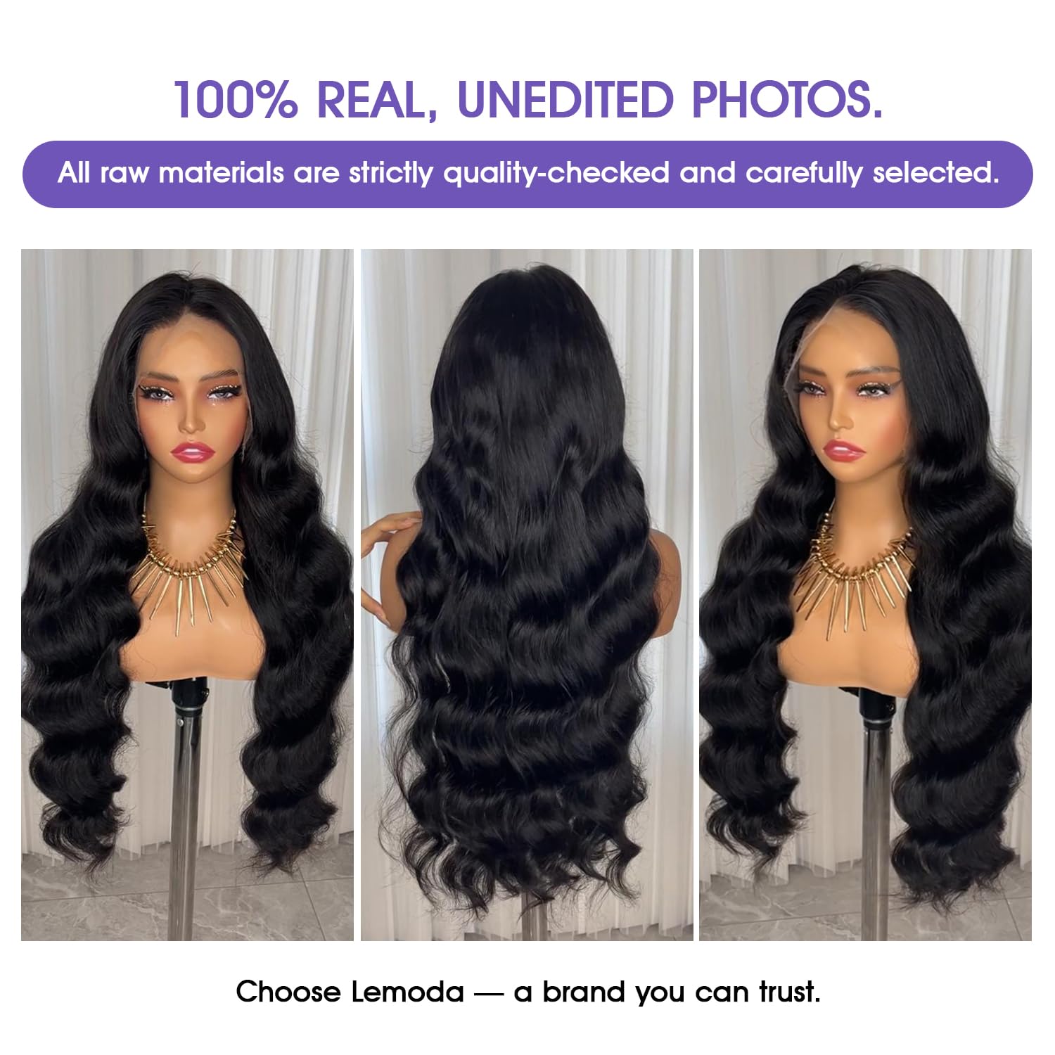 Lemoda 30 Inch 13x6 Body Wave Virgin Human Hair Lace Front Wig 210% Density - Image 2
