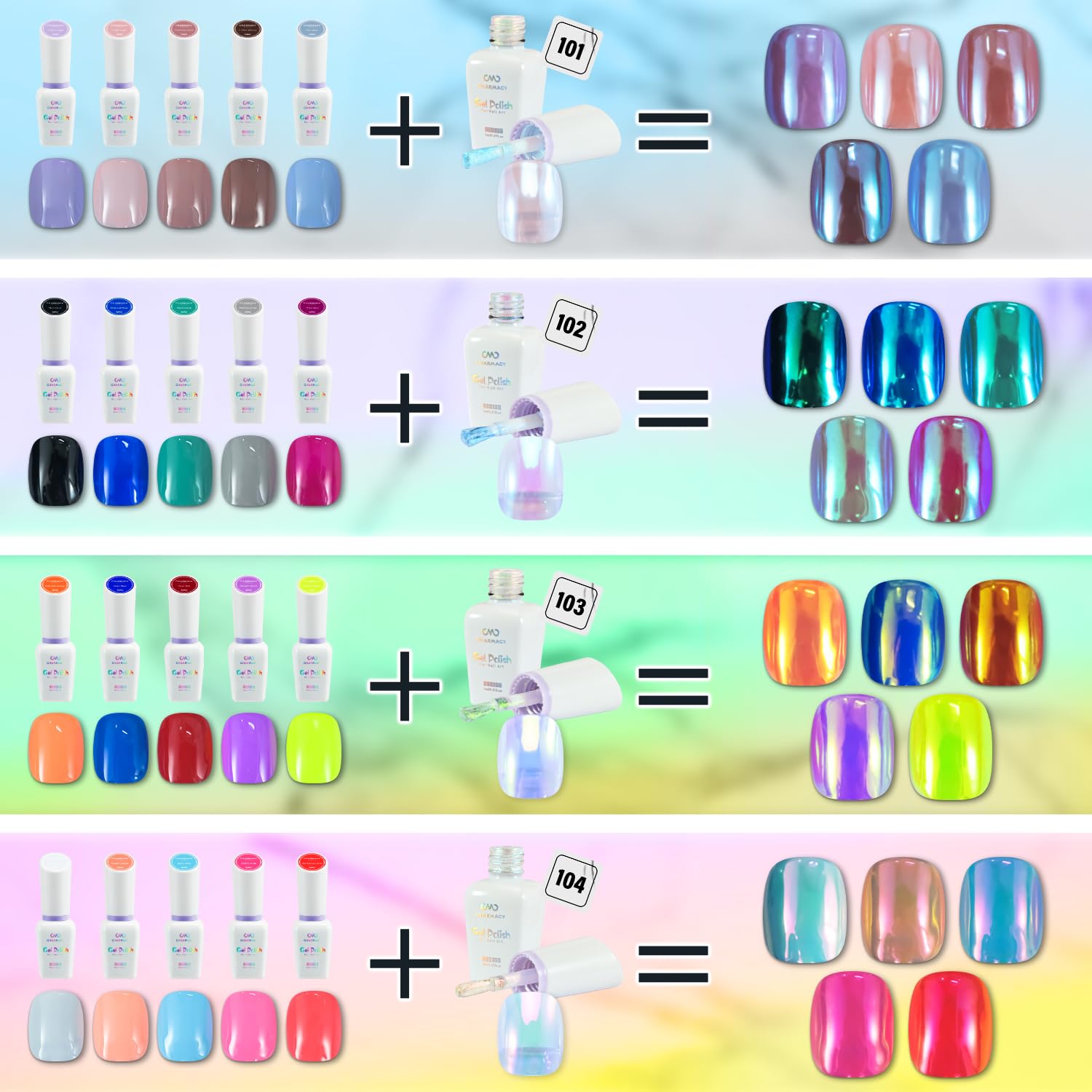 CHARMACY 6-Piece Nail Gel Polish Set with Chrome Liquid Powder and Metallic Mirror Finish - Image 3