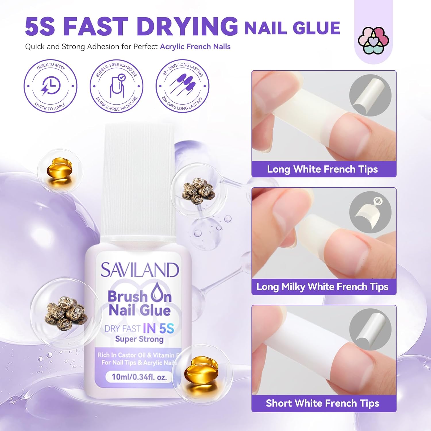 SAVILAND Acrylic Nail Kit for Beginners with Keratin Powder, Nail Primer, Glue, and Tools - Image 4
