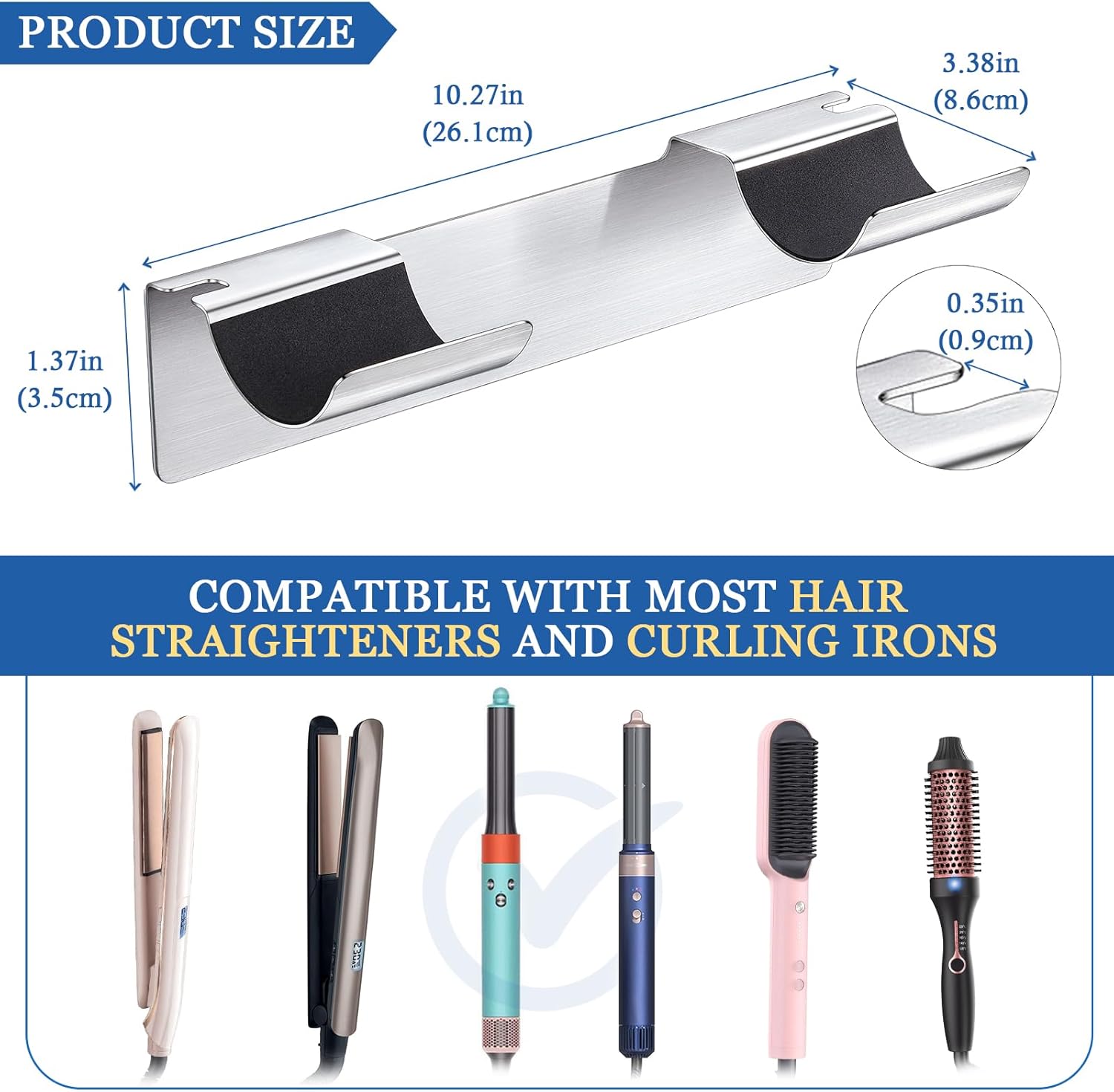 Stainless Steel Curling Iron Holder Wall Mount for Hot Iron Straightener Bathroom Organizer - Image 6